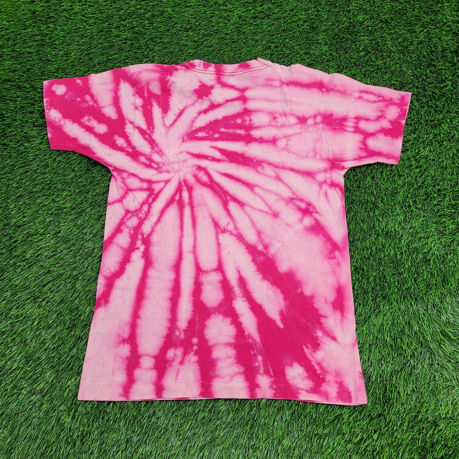 Vintage 80s Spiral Pocket Tie-Dye Shirt Women Small 18×25 Pink