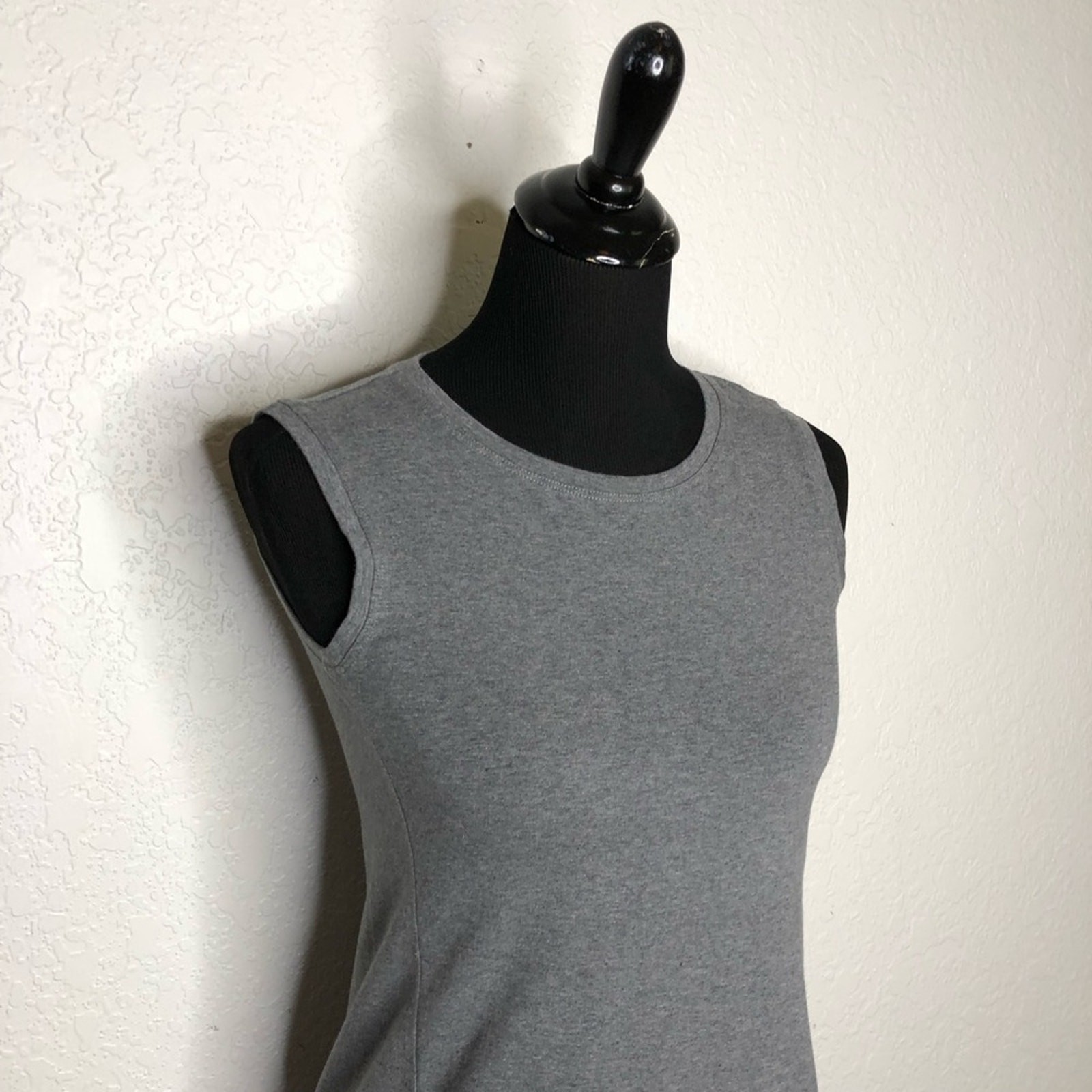 Eileen Fisher gray sleeveless organic cotton knit tunic top size PP or Petite XS