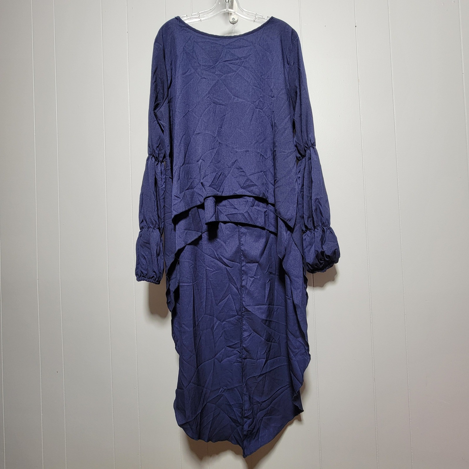 Navy Blue High Low Bubble Sleeve Tunic Plus Size 3XL Avant Garde Lagenlook