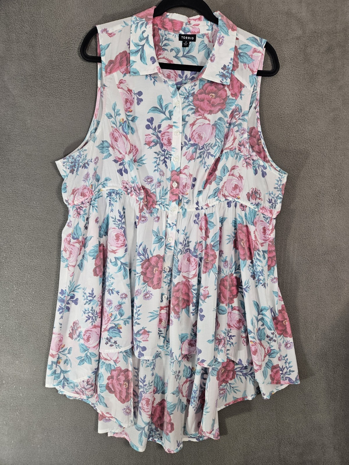 Torrid Womens Plus 3X Fairy Angel Tunic Tank Top Shirt Button Up Flowy Floral