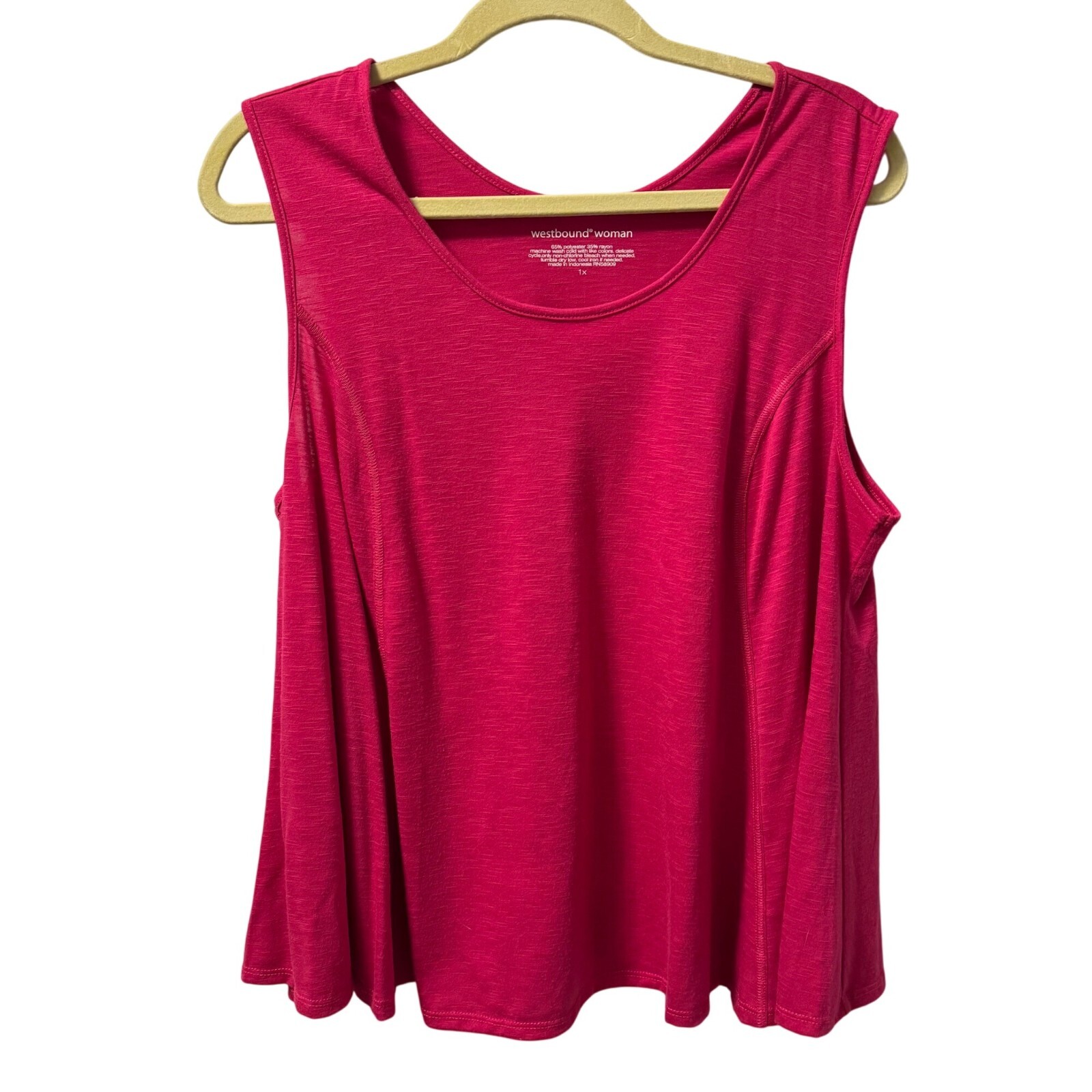 Westbound Woman Pink Sleeveless Tank Top 1X Relaxed Fit Polyester Rayon Blend