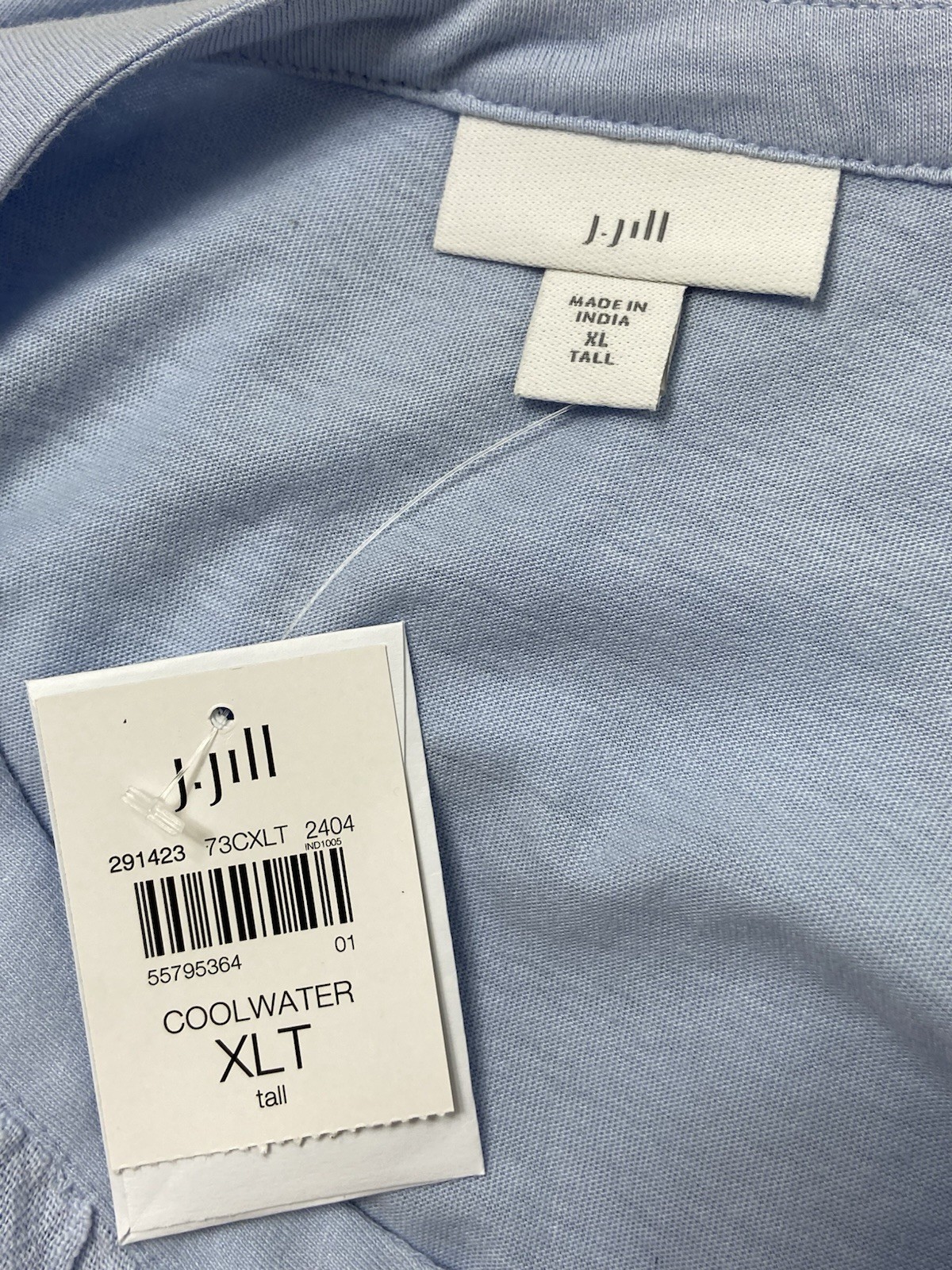 NWT J JILL Placed Eyelet Mixed Media Button Down Top In Cool Water Blue XL Tall
