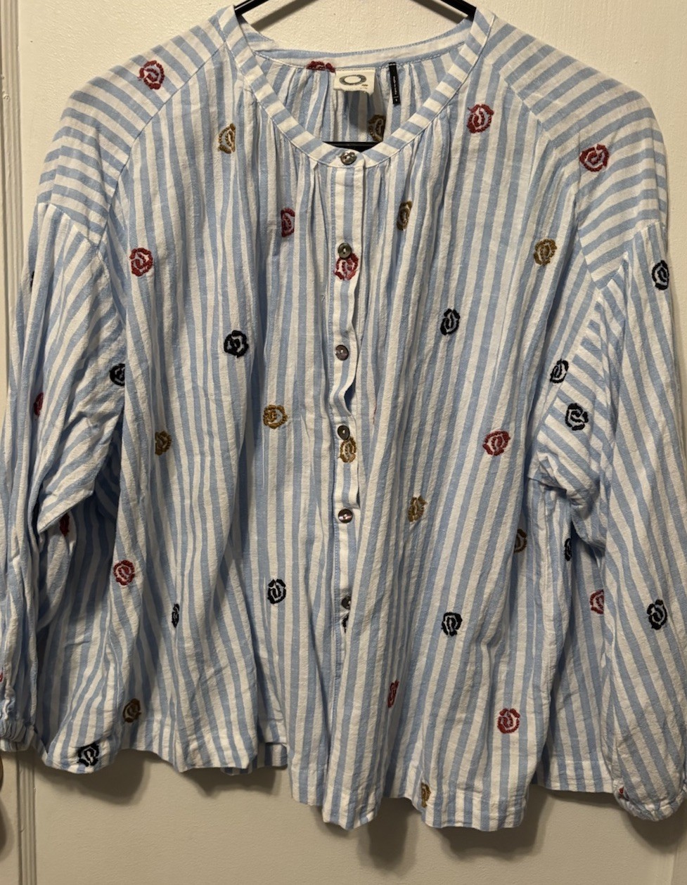 Anthropologie Akemi Kin Small Oversized Cotton Linen Blend Button Up Top