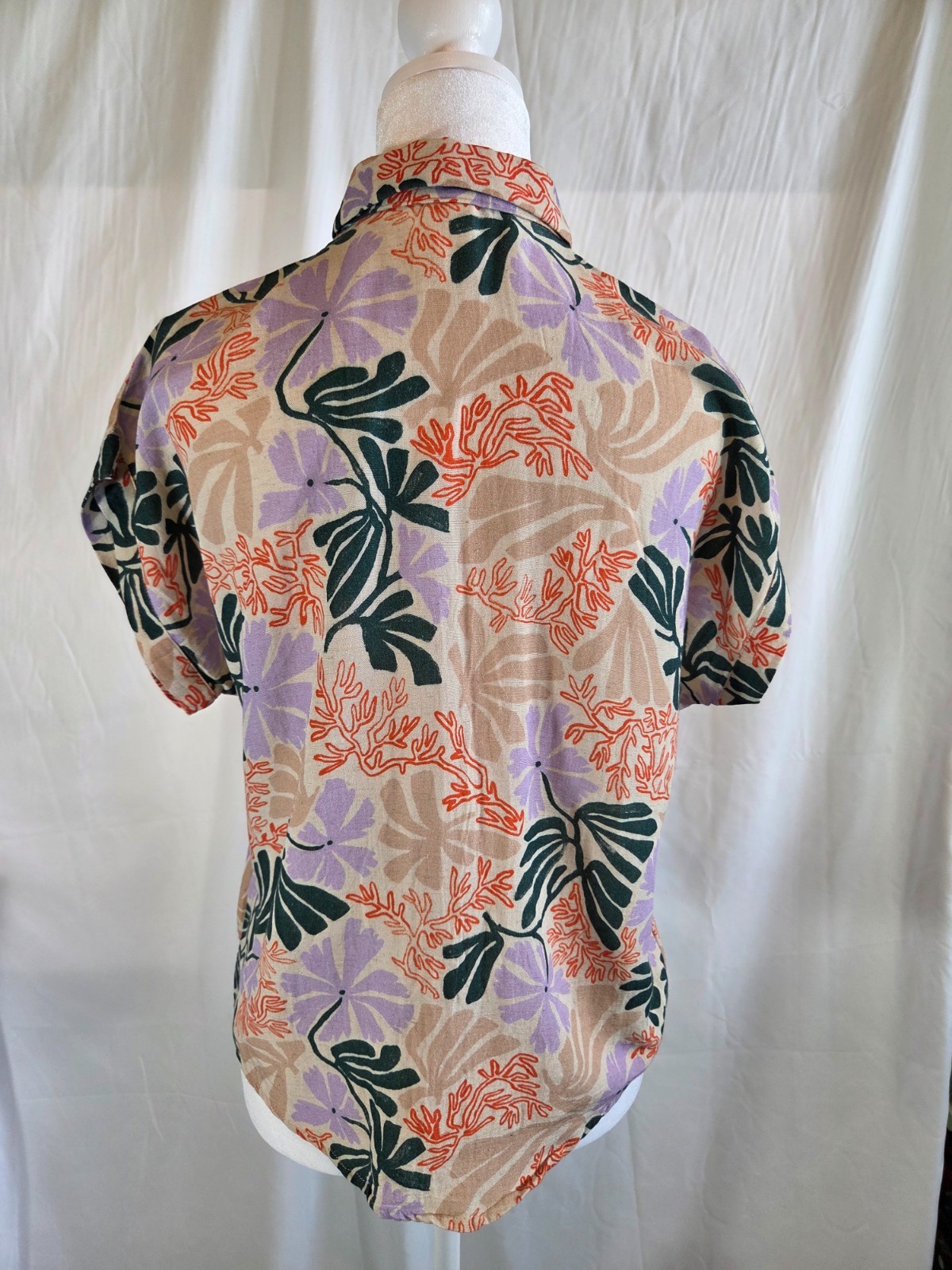 Eve Gravel Lotus Top In Bouquet Floral Print Hawaiian Camp Shirt women’s XS