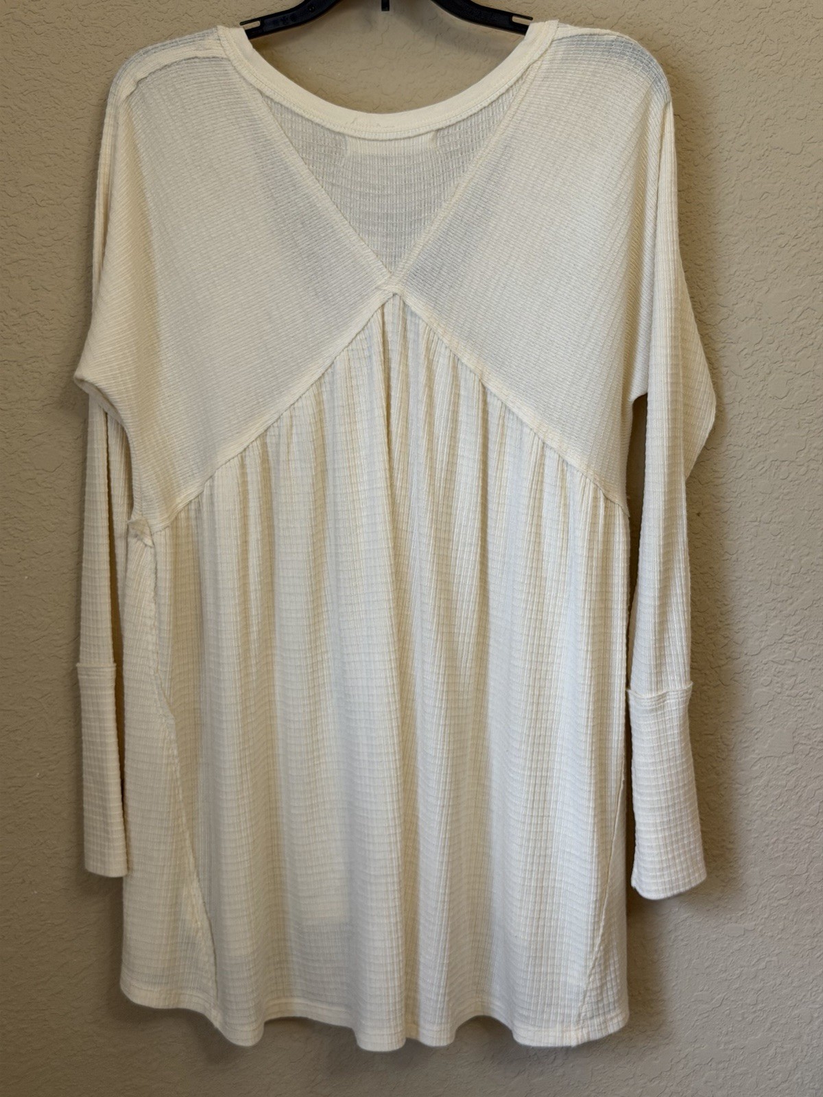 NWT Free People Ivory Button Down Henley Waffle Knit Tunic Top Women’s M