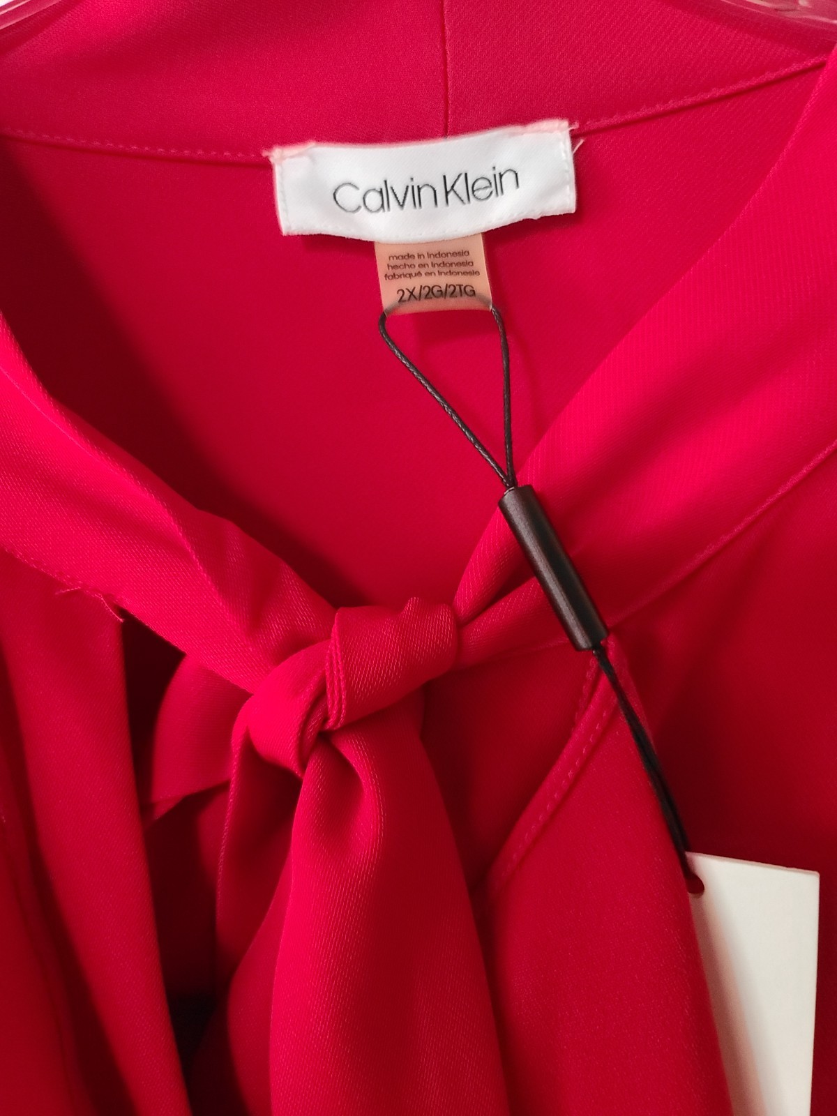 Calvin Klein women’s red ruffle blouse shirt 2X NEW w/Tag Macy’s