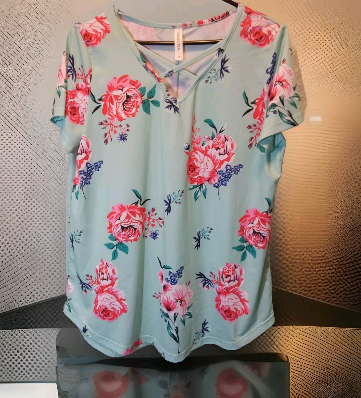 TICKLED TEAL Womans Blouse Very Top Nice.. Sz. 1X