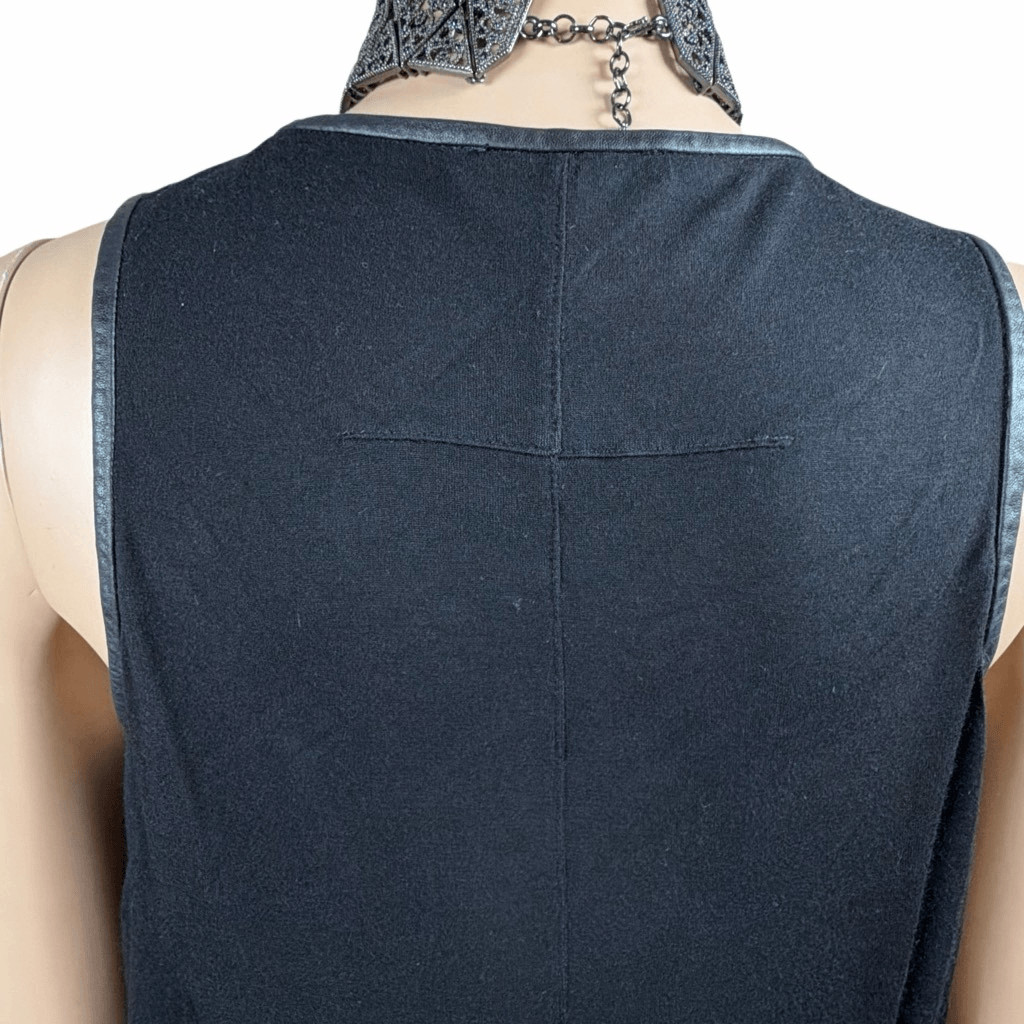 Givenchy Black Sleeveless Pleated Front Viscose Tunic Top Lambskin Trim Size M (
