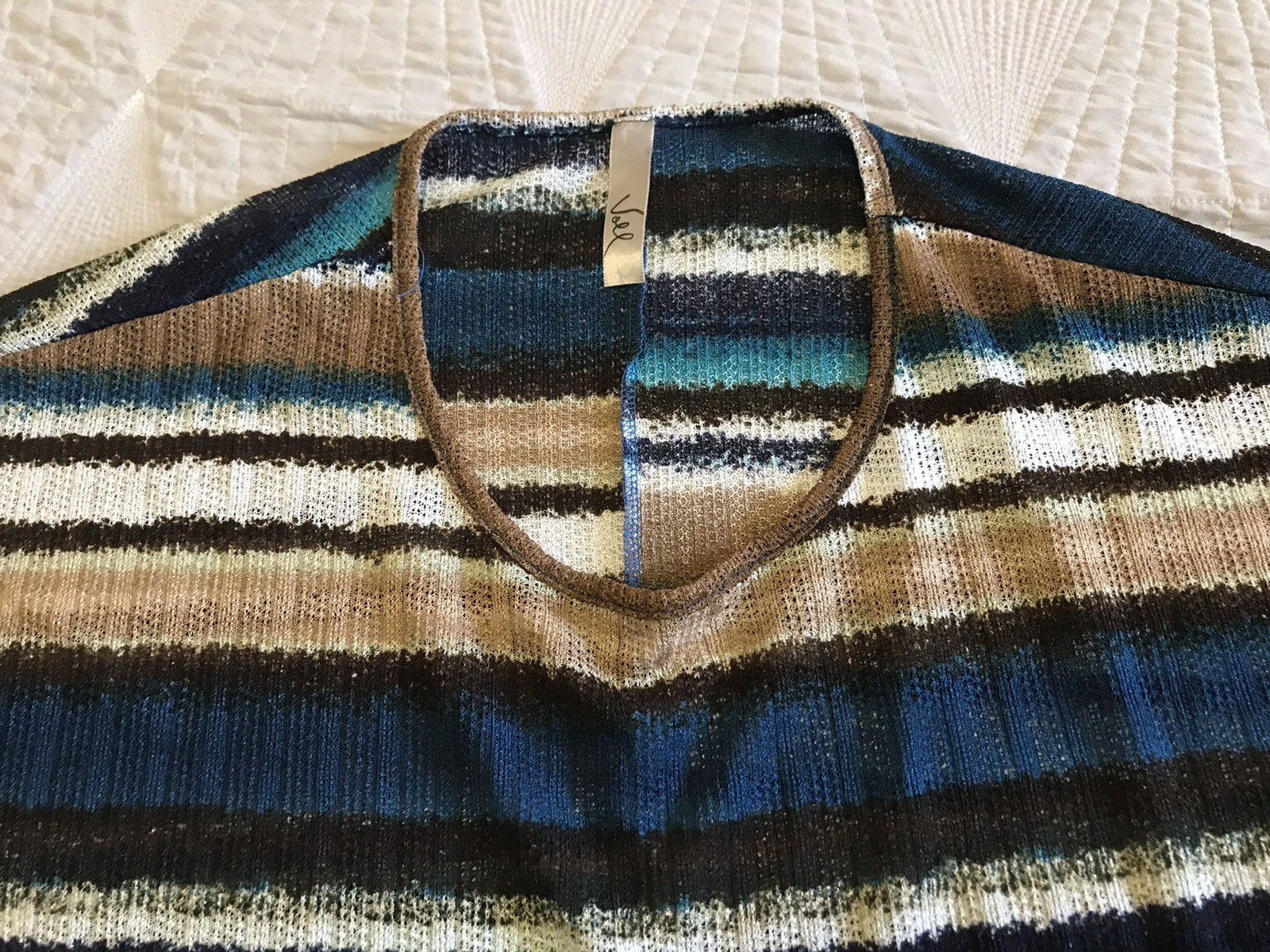 Voll Women Cropped Top L Striped Dolman Sleeve Oversized Lightweight Colorful
