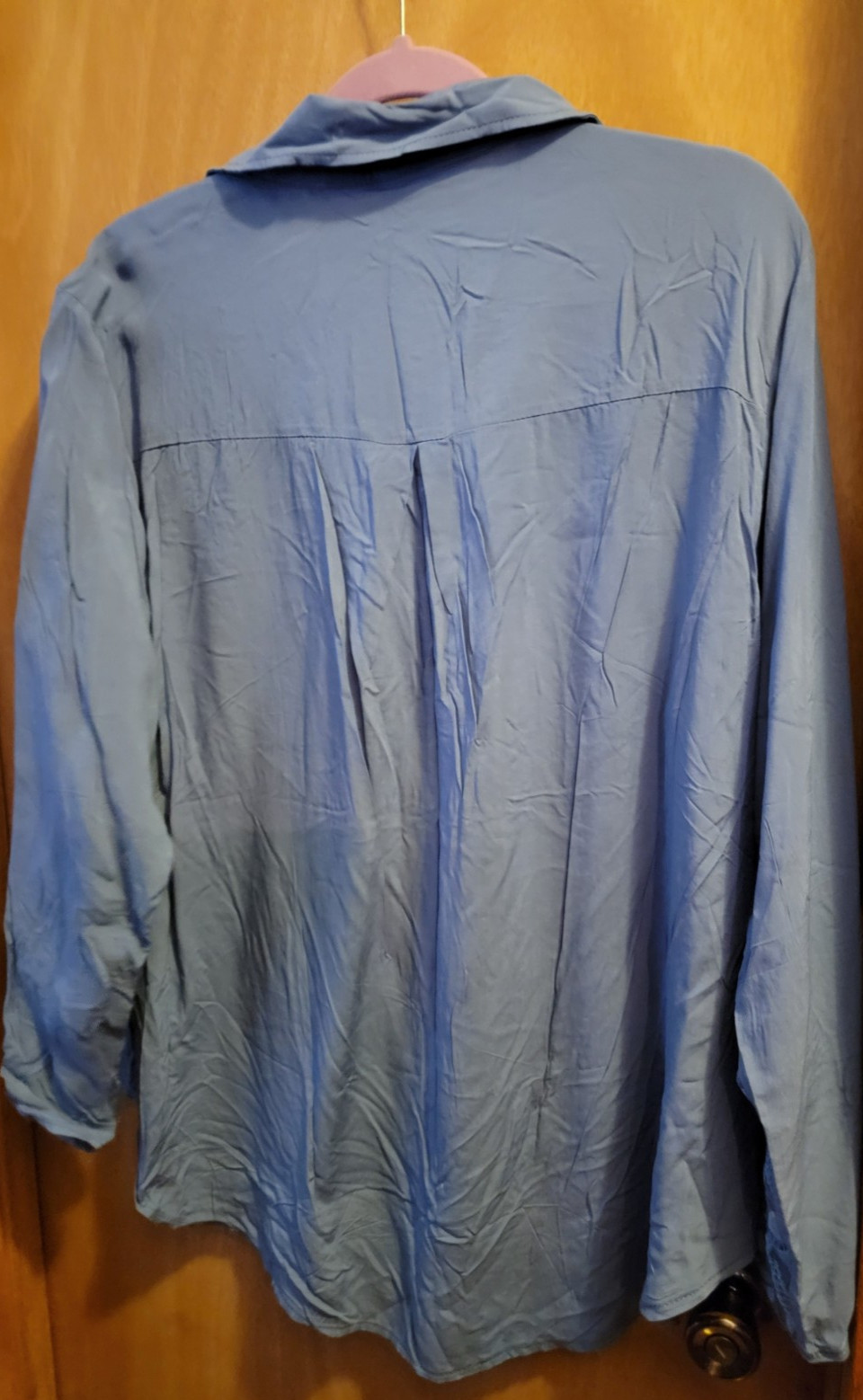 Blouse, Blue w/Blue Lace insert, Shoulder & Roll up Button Sleeve, Plus 3x