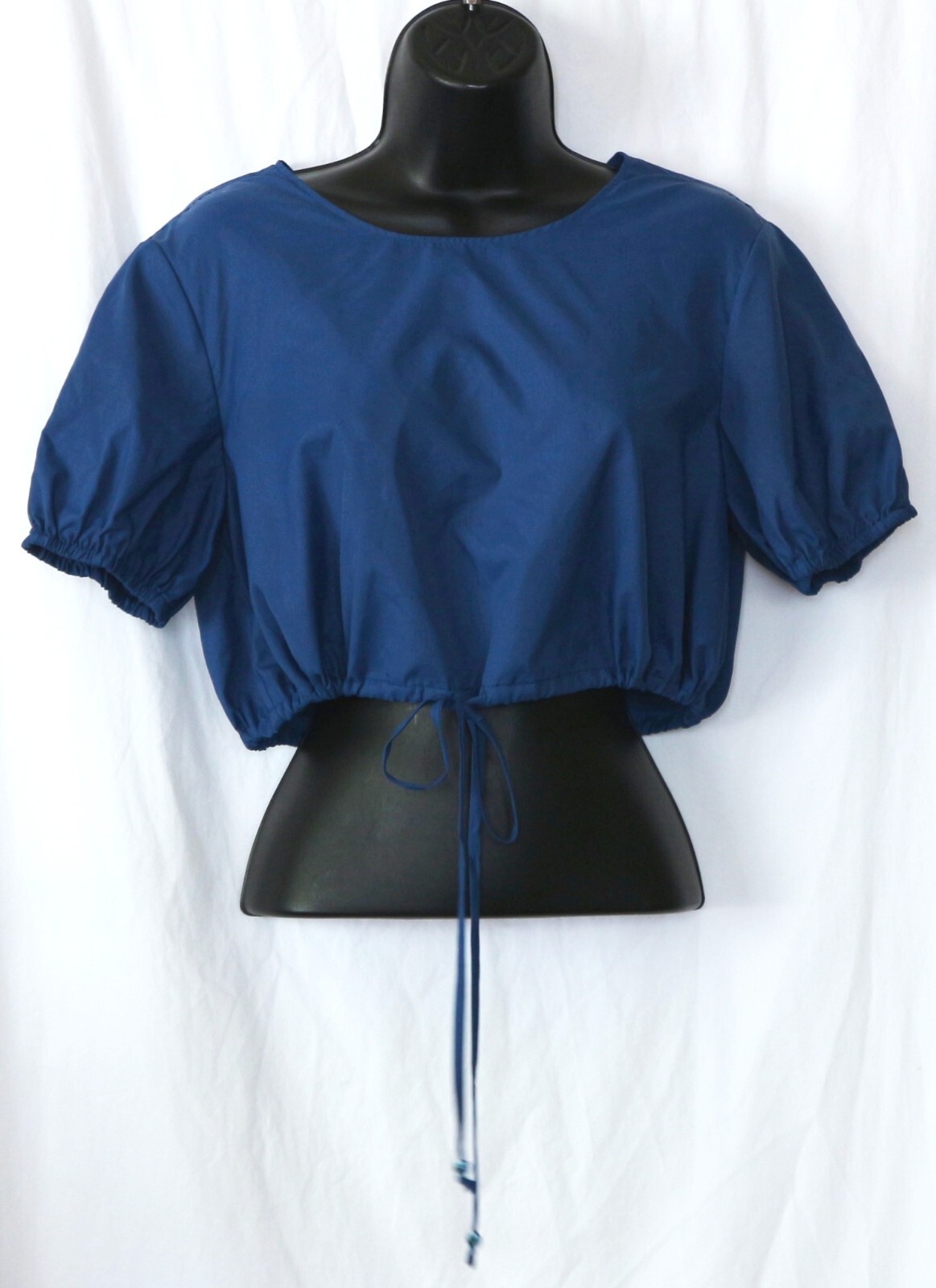 STAUD Blue Recycled Nylon Cropped Top Slvs 40 In Chest 15.5 In Long Sz M EXC