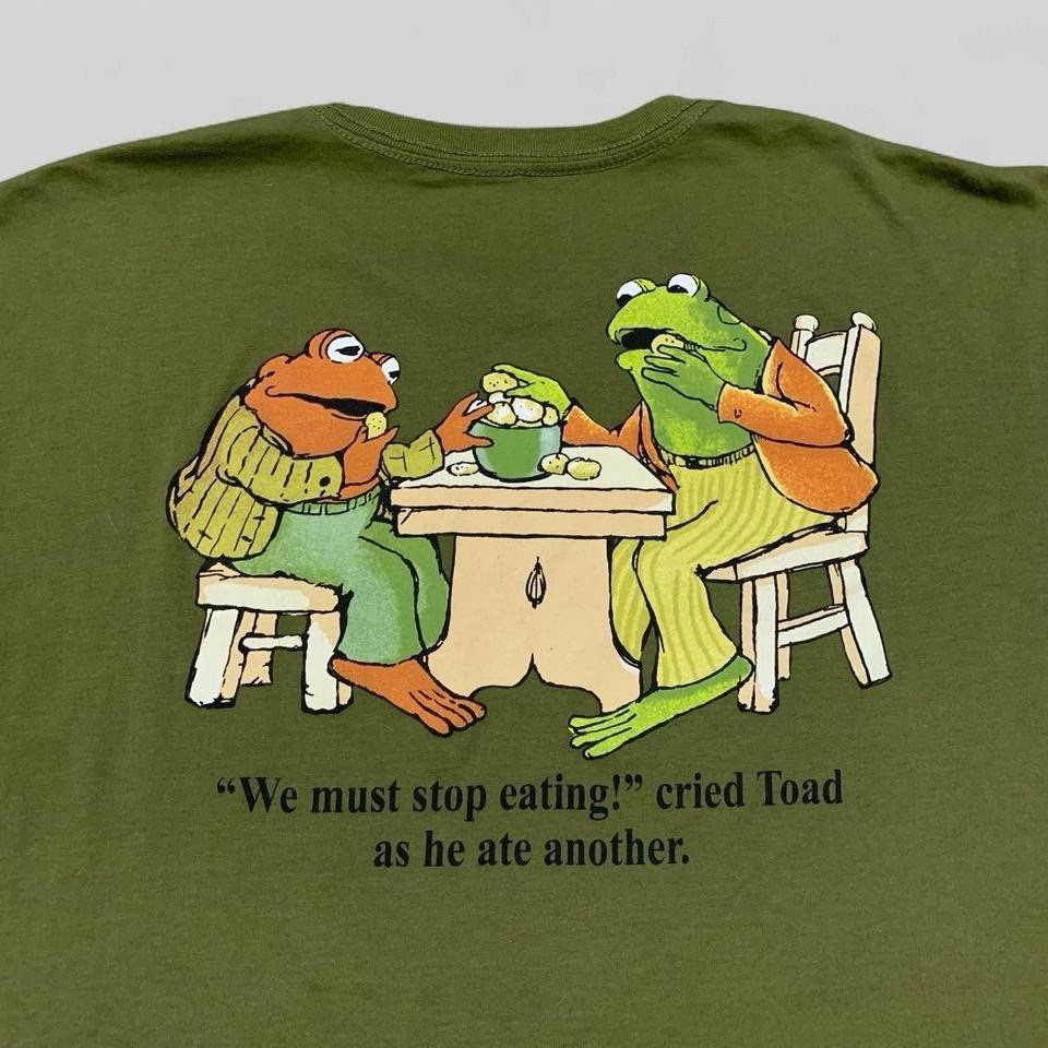Frog and Toad Graphic Short Sleeve Top Womens XL Green Double Sided Tee Shirt