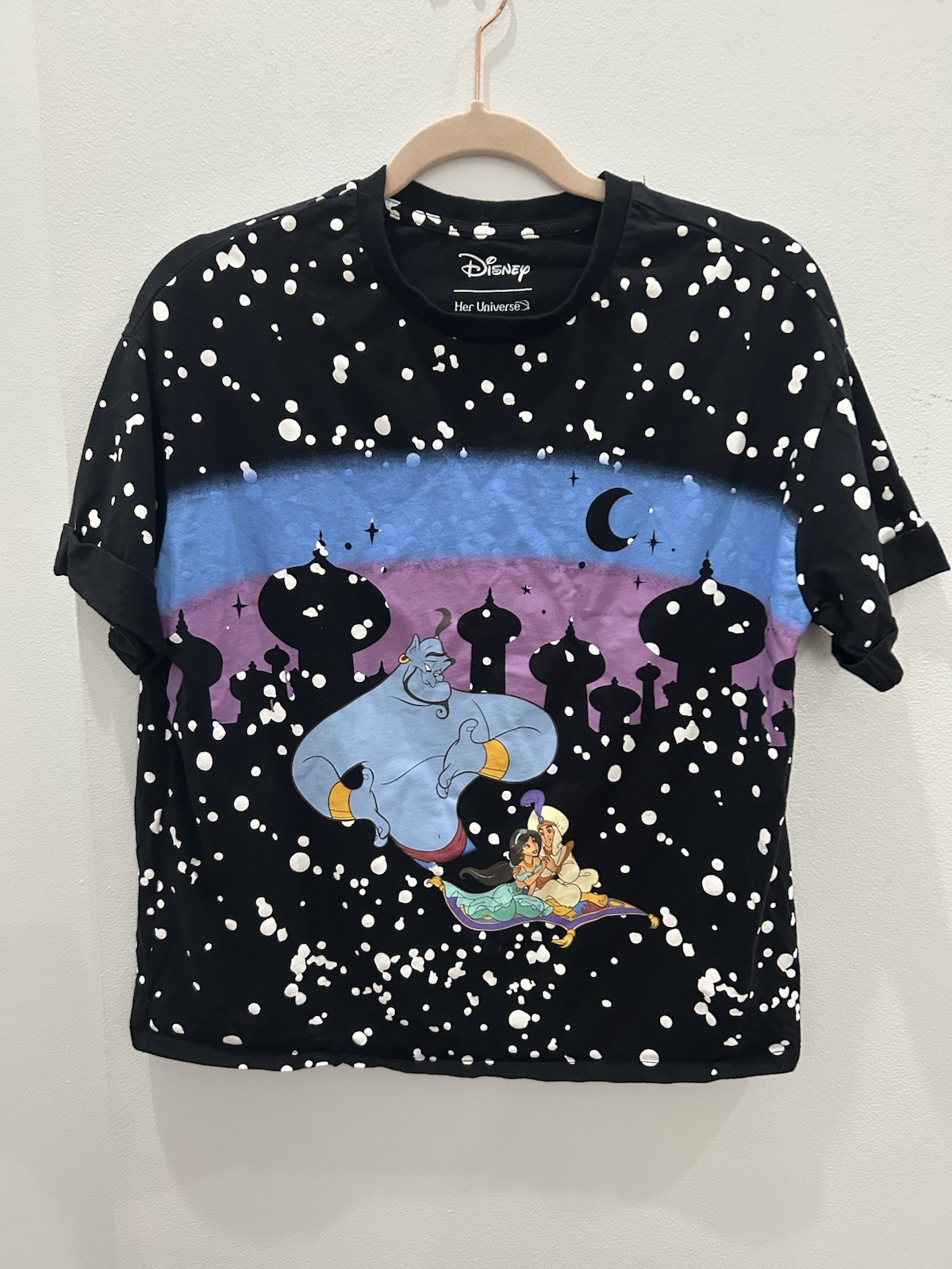 Her Universe Disney Aladdin Carpet Night Sky Boyfriend Fit Cotton T-Shirt Small