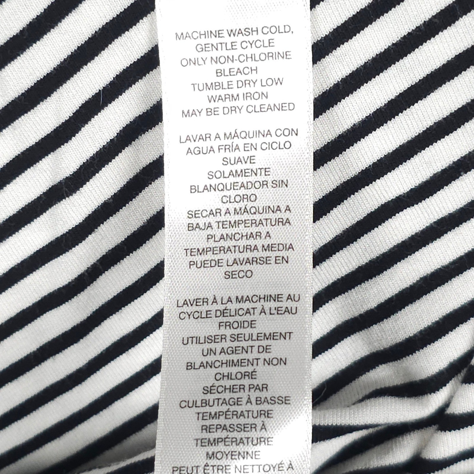 Weekends by Chico’s Black White Striped 3/4 Sleeve Top Plum Center Trim Size 1