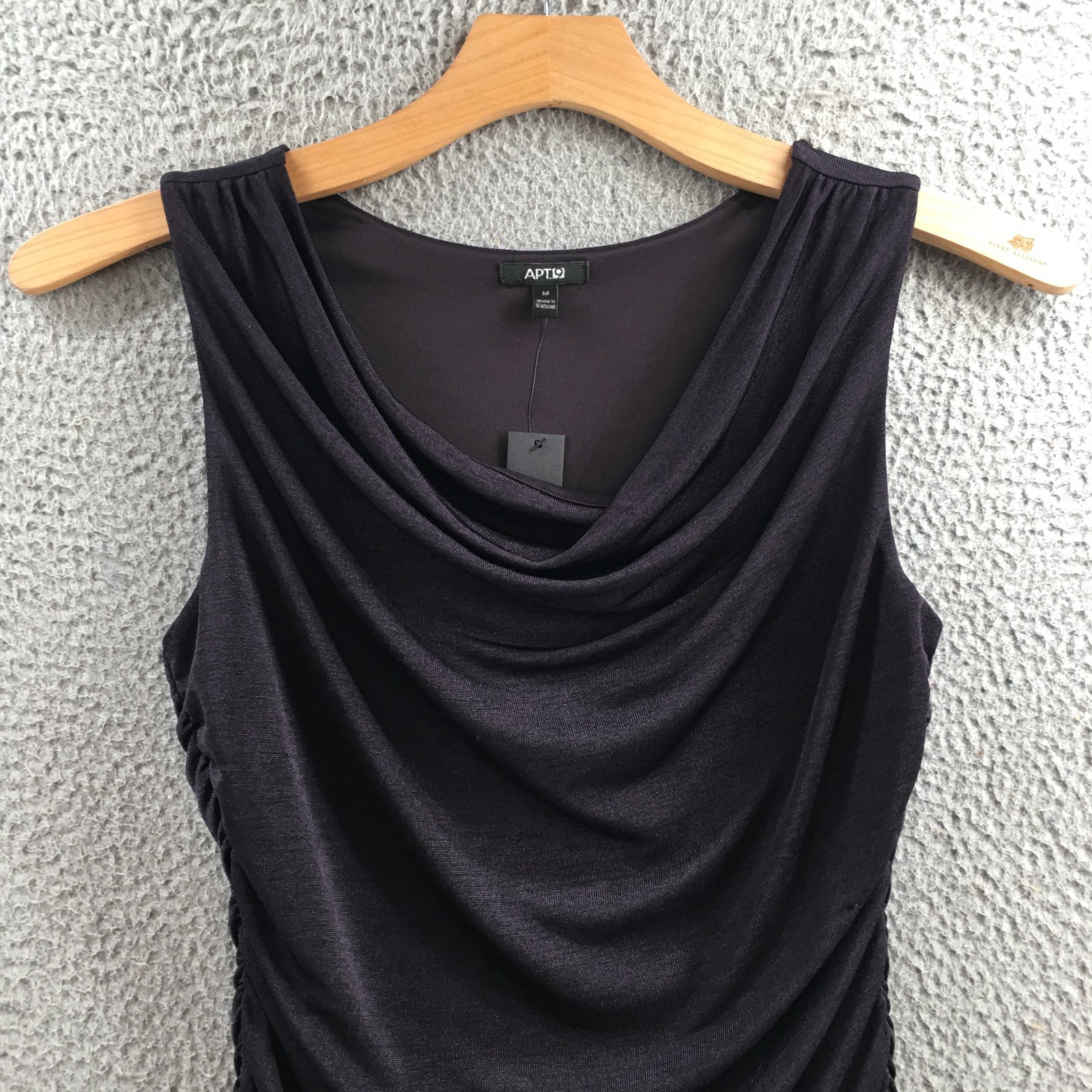APT.9 Tank Top Womens Medium Black Sleeveless Ruched Draped Front Stretch