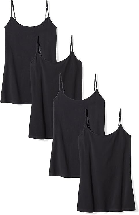 Amazon Essentials Women Slim-Fit Camisole for Layering Everyday Wear, Pack of 4