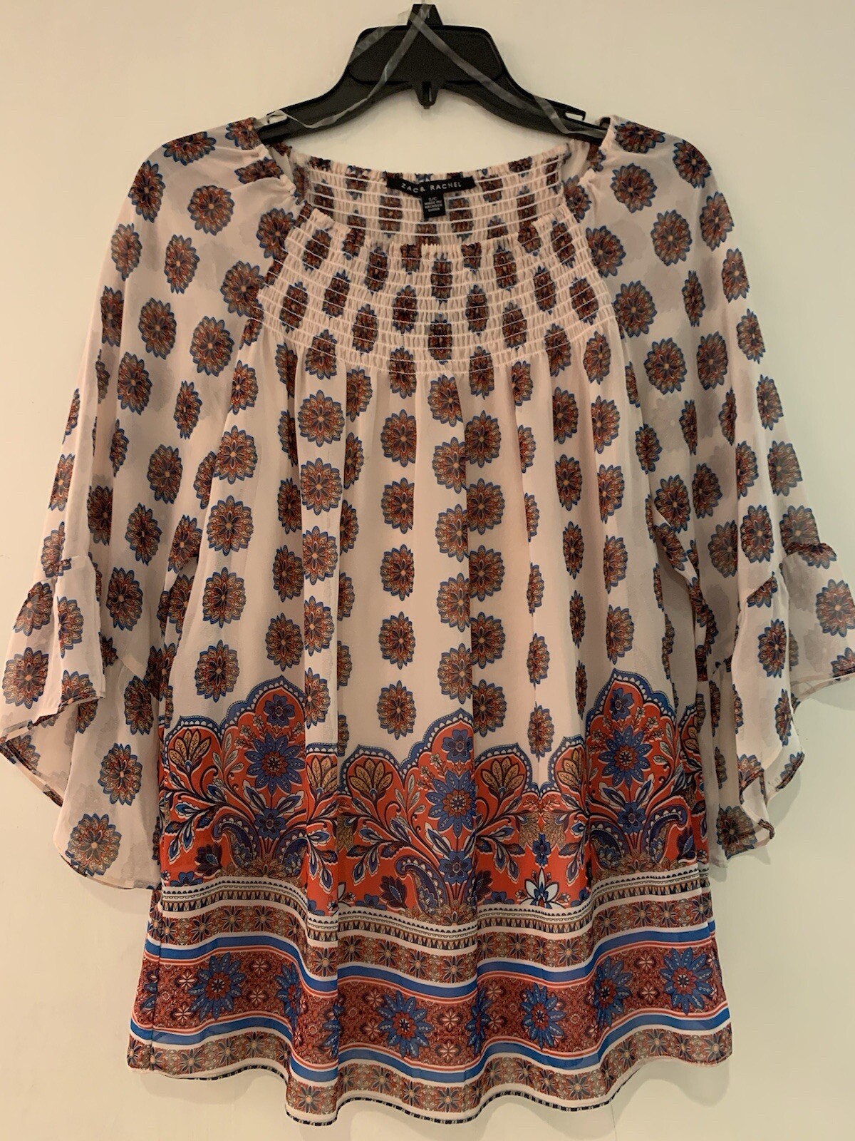 Gorgeous Zac & Rachel Elegant Floral Sheer Blouse Comes With Pink Tank, Size S