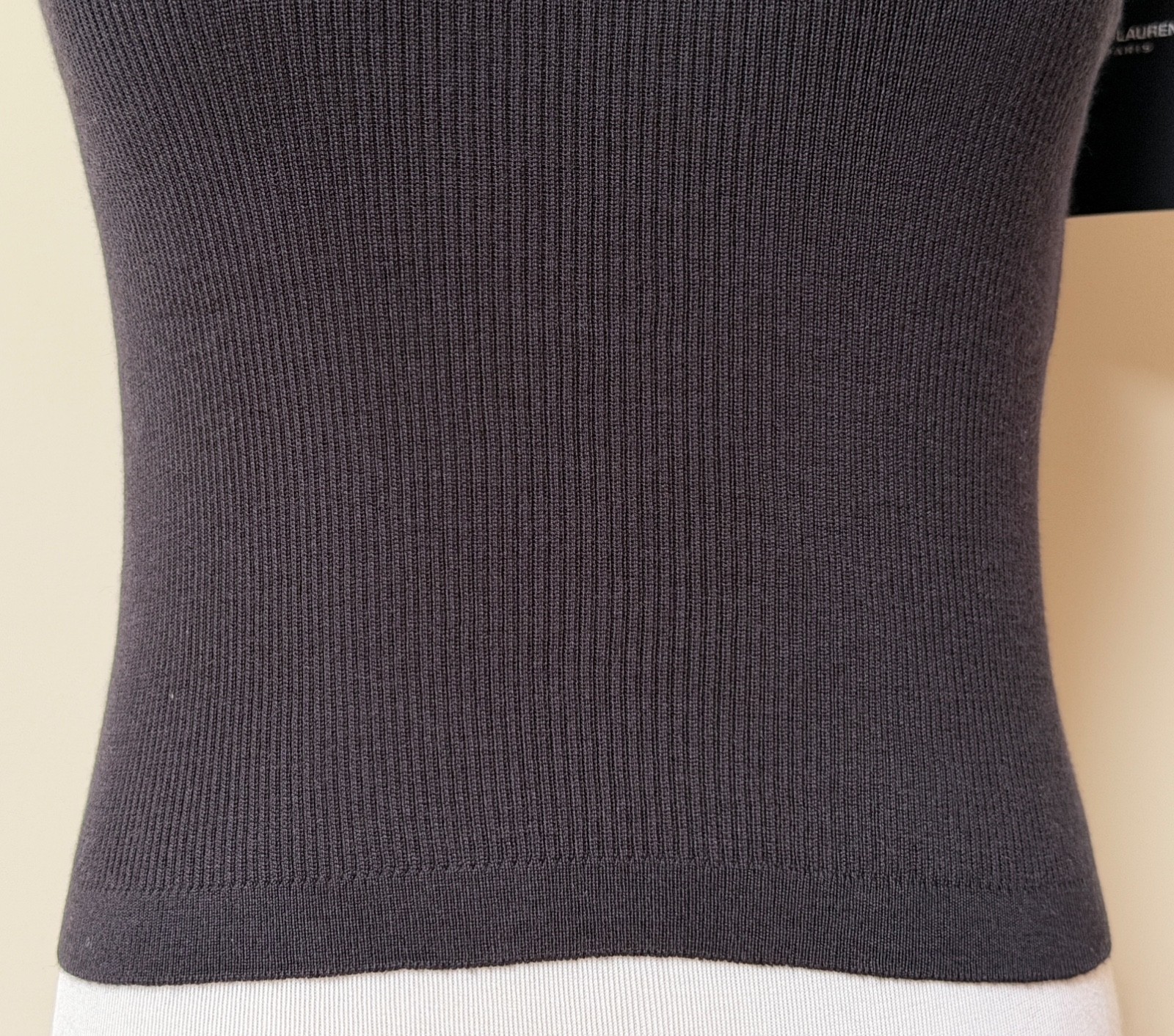 NWT Saint Laurent YSL Black Cashmere Wool Silk Rib Knit Sleeveless Top L $1490