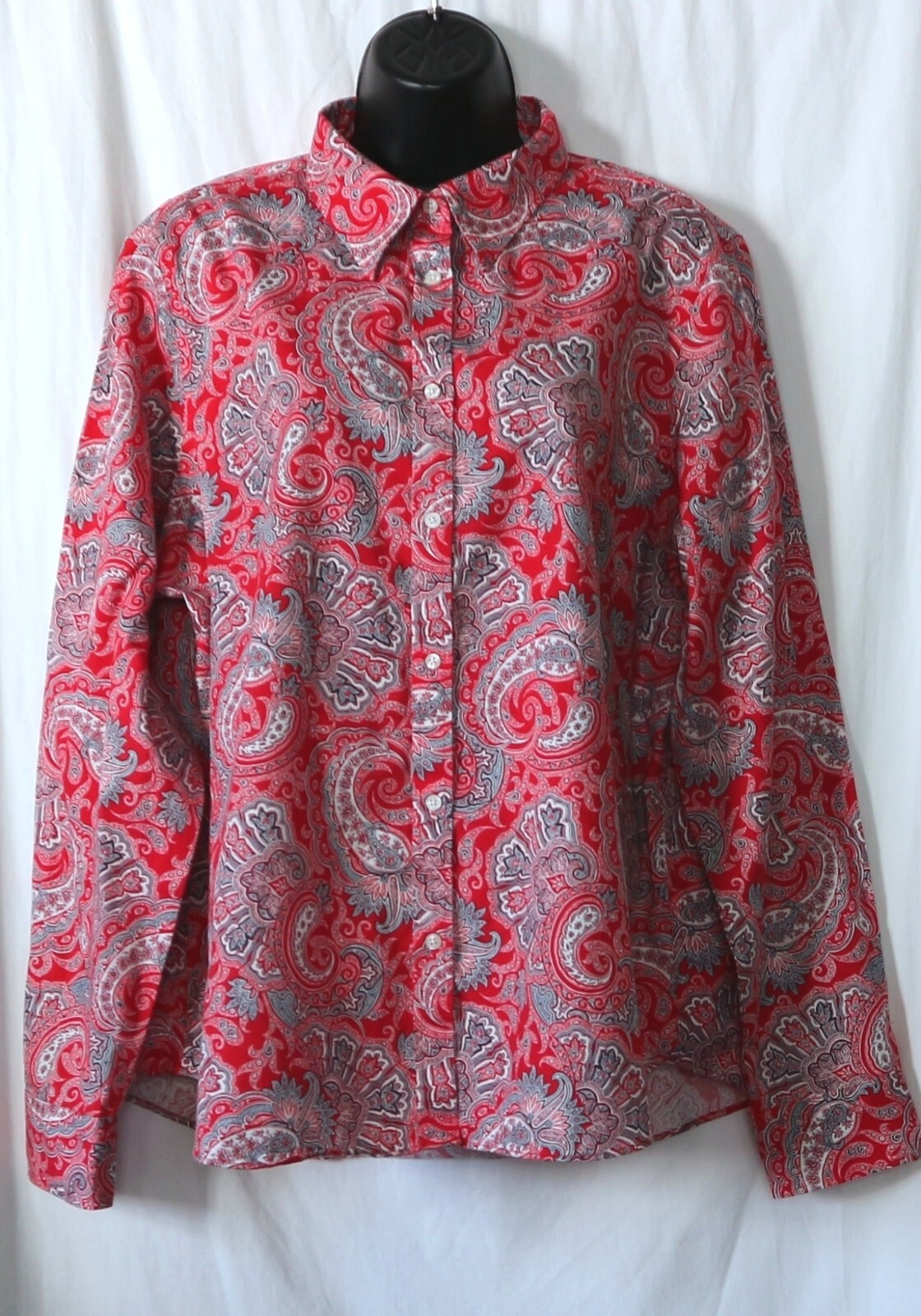 CHAPS Red Paisley No Iron Cotton Blse 48 In Chst 28 In Lng Sz XXL EXC