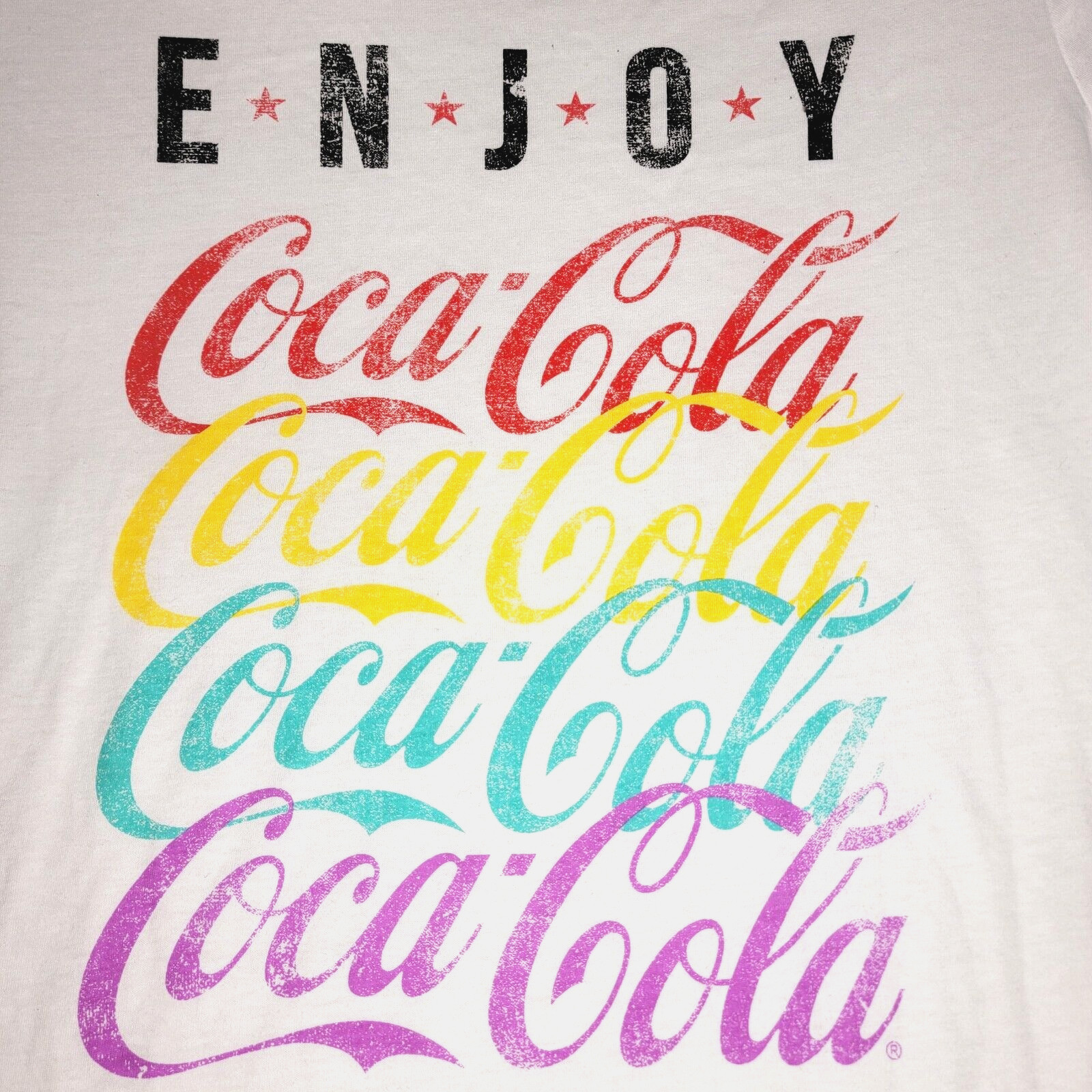 COCA COLA Shirt WOMENS LARGE L White Coke Lightweight Distressed Retro Logo NWT
