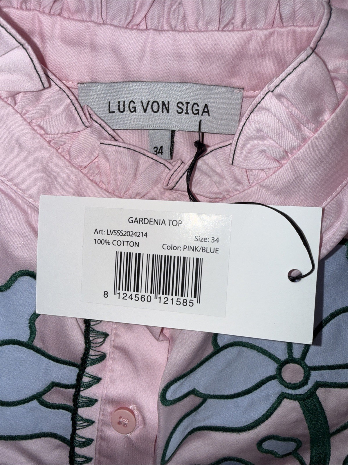 Lug Von Siga Pink and Blue Gardenia Top – Size EU 34, XS