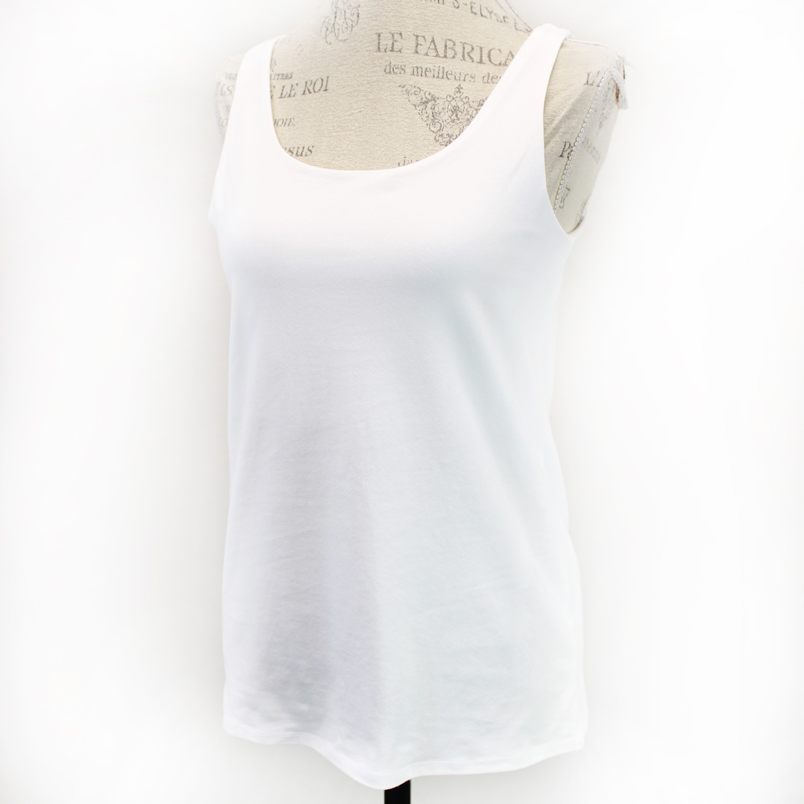 J.JILL White PERFECT SHELF-BRA TANK TOP Scoop Neck Casual Summer Large