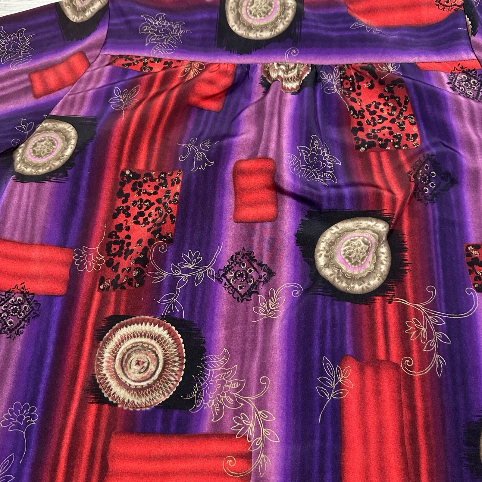 Vintage 80s Shirt Button Up psychedelic Women’s Sz 2X Multicolor Graphic