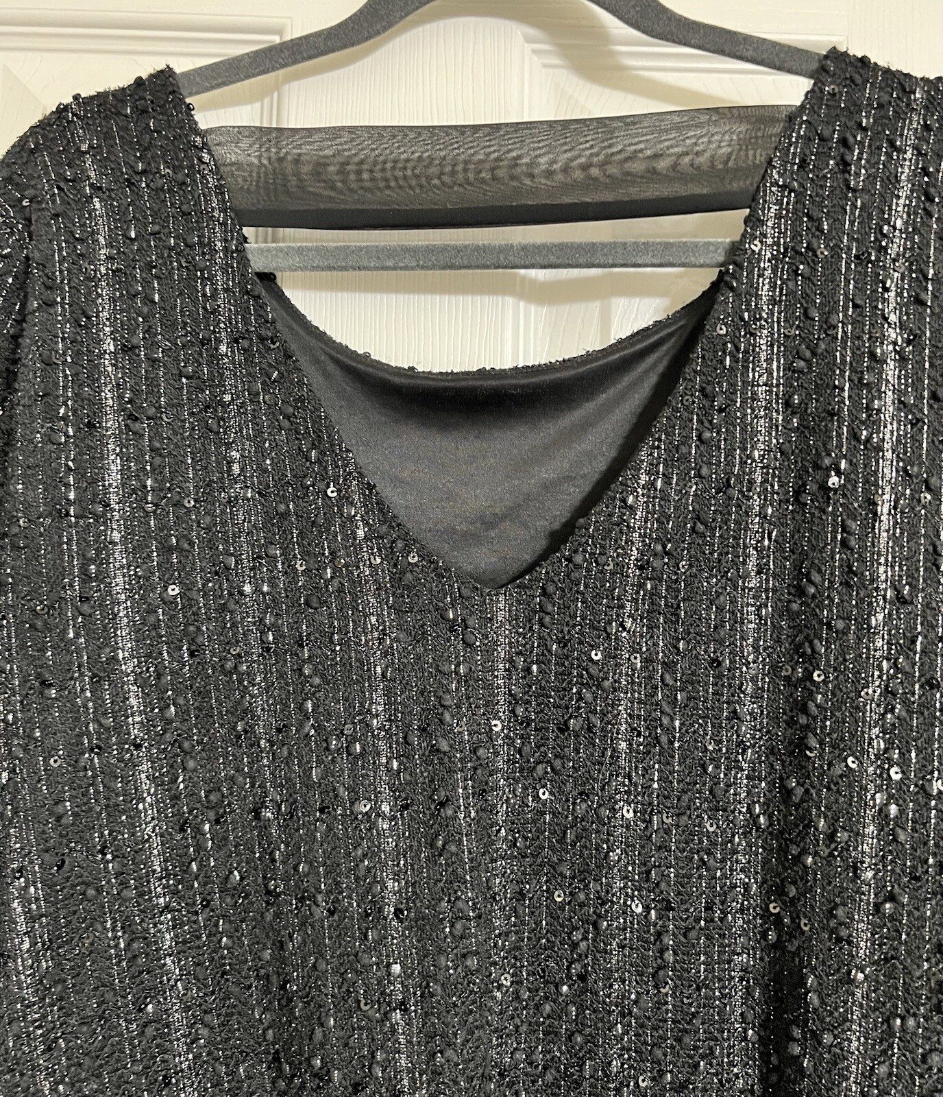 JENNIFER LOPEZ BLACK SILVER BAR BACK WOMENS SIZE XXL LINED TOP SEQUINS NEW TAGS