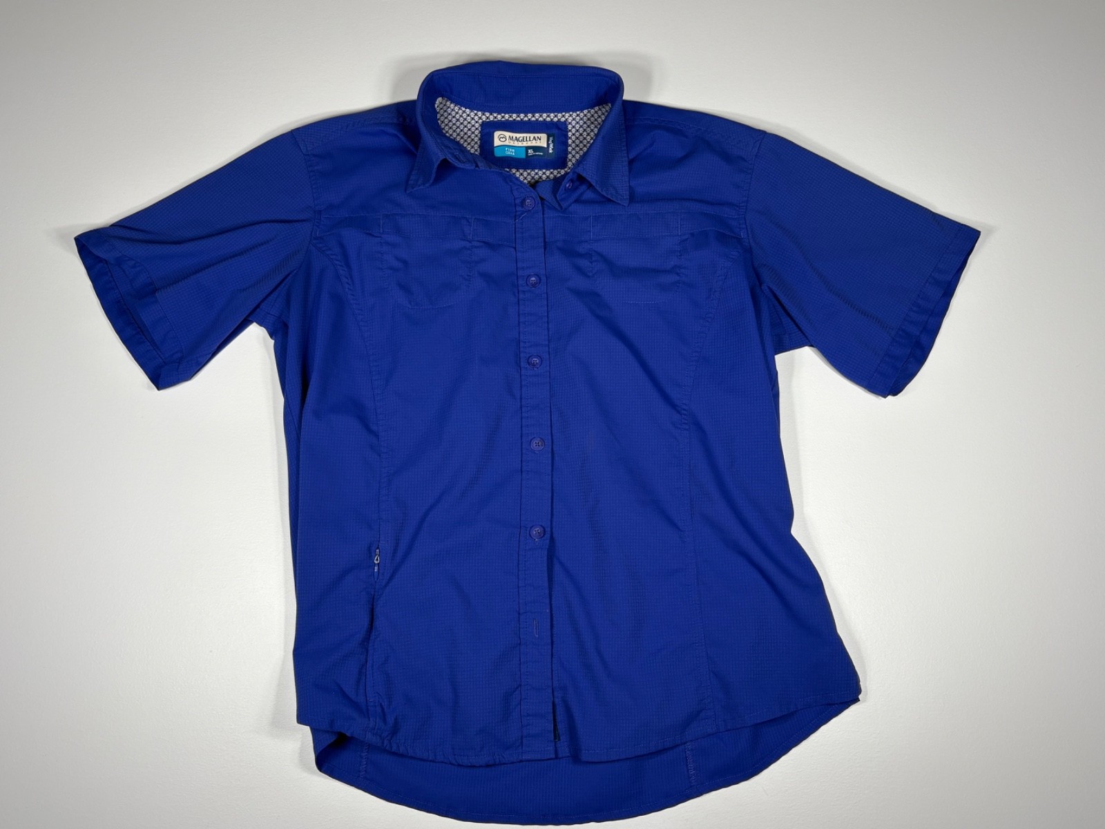 Magellan Fish Gear Women XL Blue Fishing Shirt Vented Button Camp Outdoor Trail