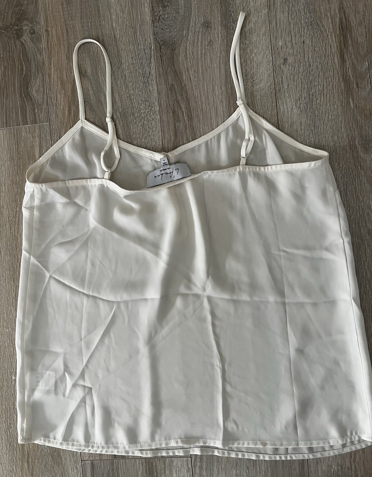 L’Academie Los Angeles Womens Top S White Button Pullover Tank Cami Adj Strap.