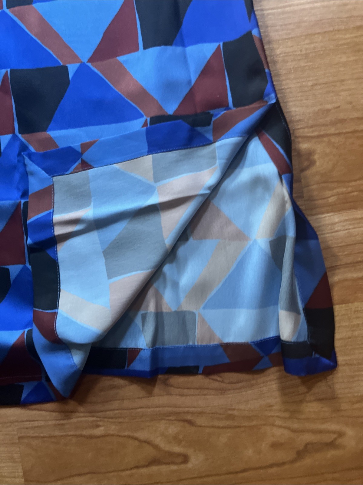 Marina Rinaldi Brillare China Blue Printed Satin Shirt Plus Size 16W MSRP $385
