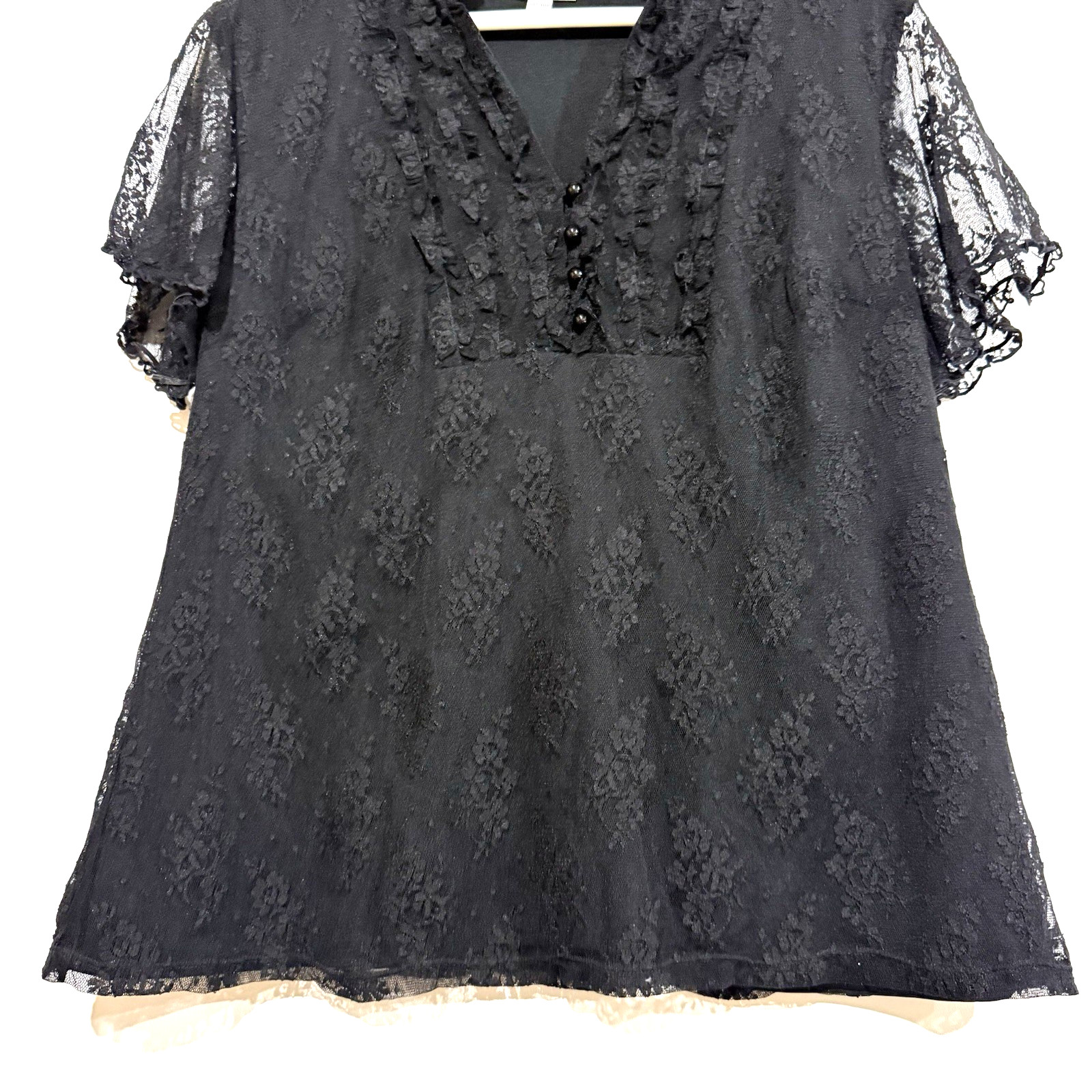 Vintage Y2K Fashion Big Blouse 18/20 Plus Lace Goth Coquette Whimsygoth