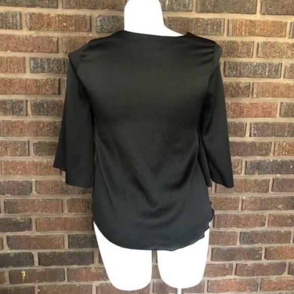 Daytrip Black Floral Embroidered Lace-Up Blouse Size Small Boho Casual Feminine