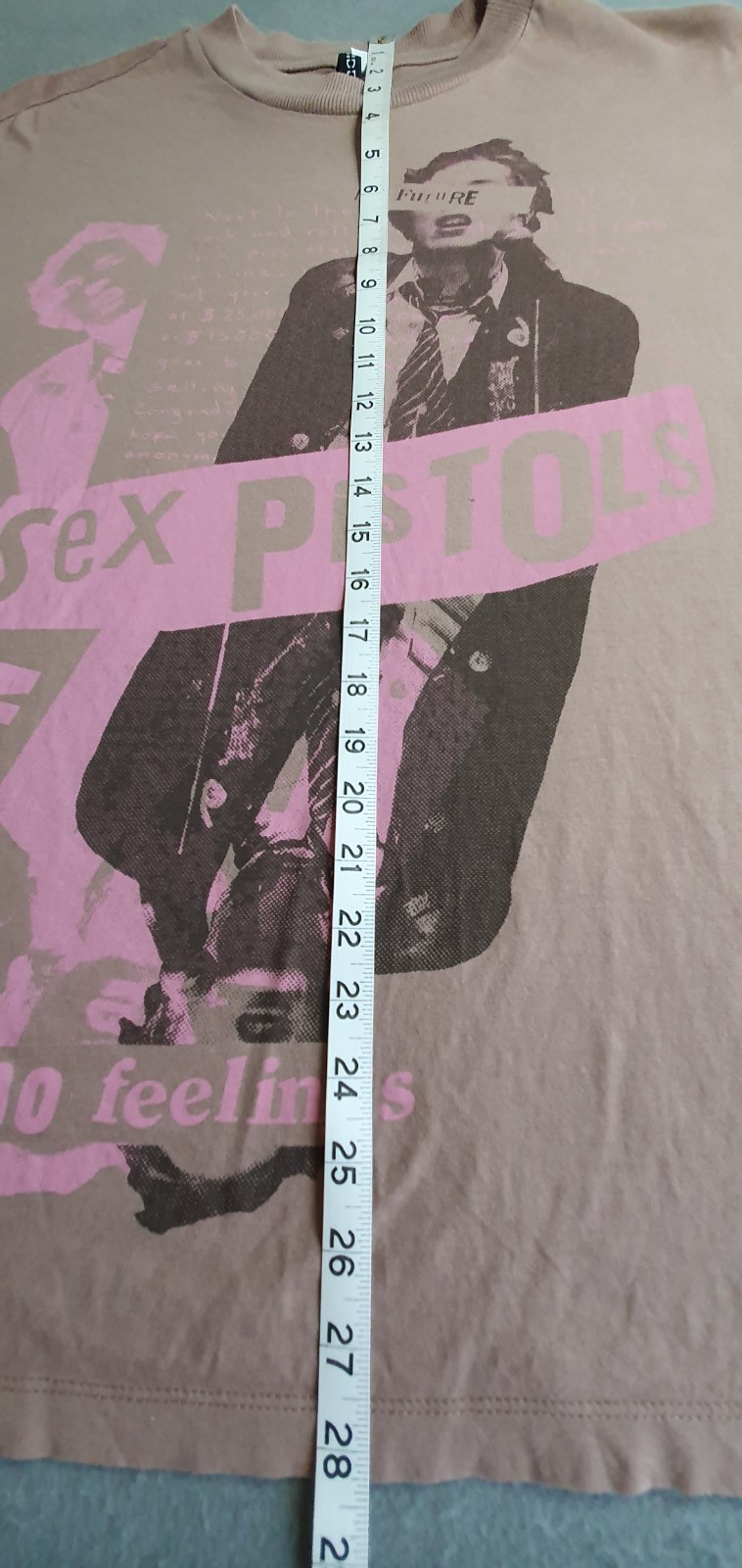 H&M Divided Sex Pistols Graphic T-Shirt Medium Oversized Brown Pink Punk Rock