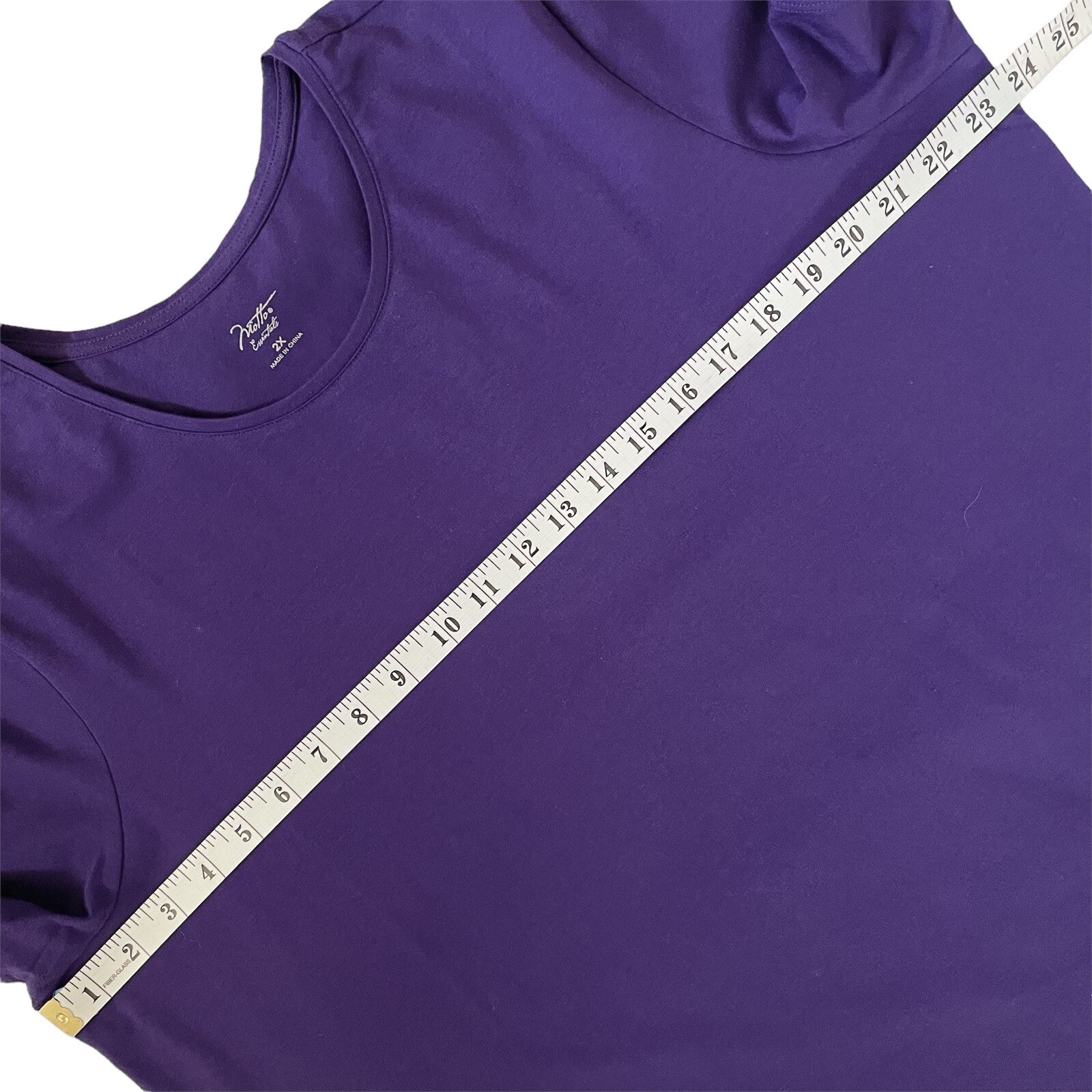 Motto Essentials Womens Plus 2X Tee T-shirt Short Sleeve Crew Neck Purple NEW