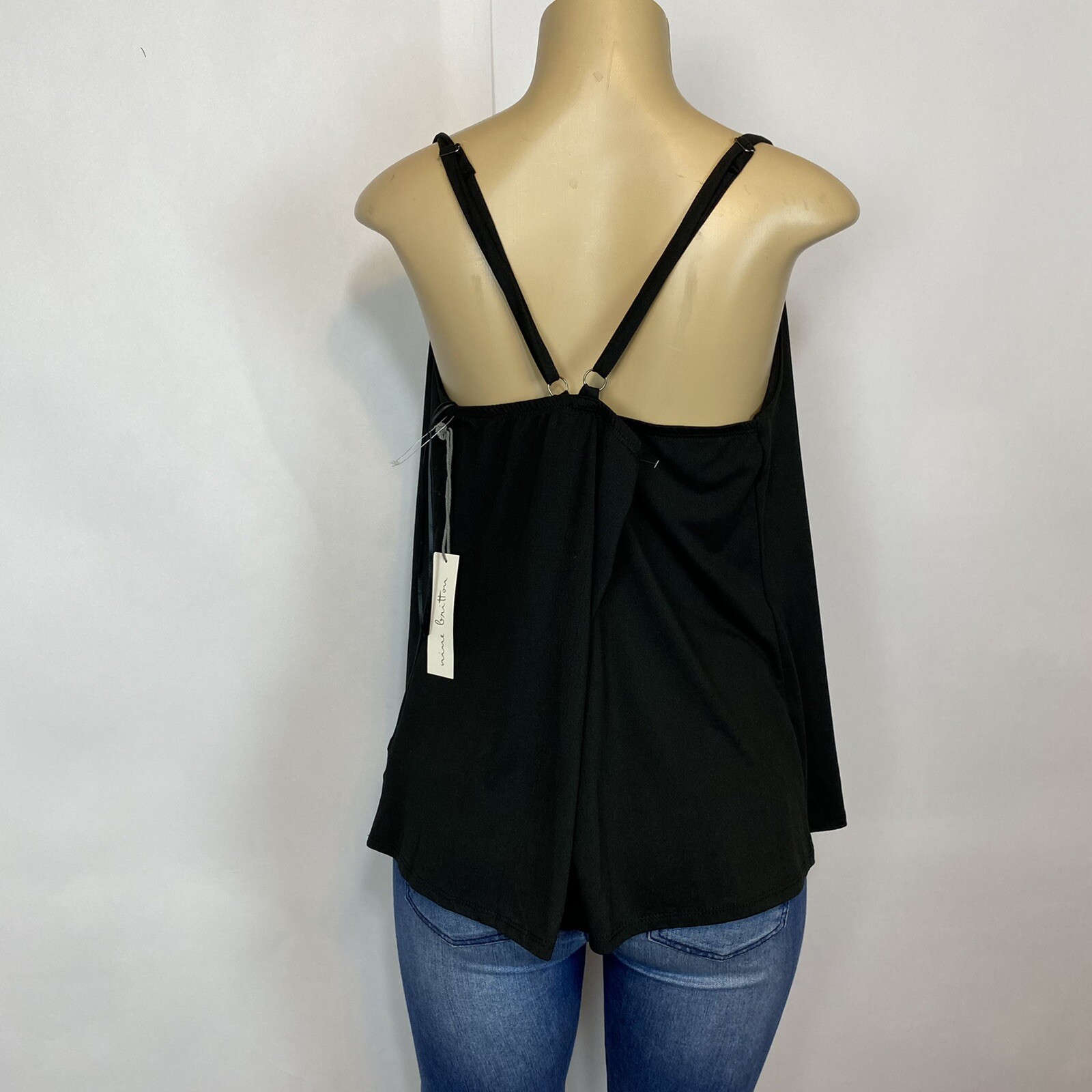 Nine Brittan Black Stretch Adjustable Straps Tank Top Women Plus Size 1X Casual