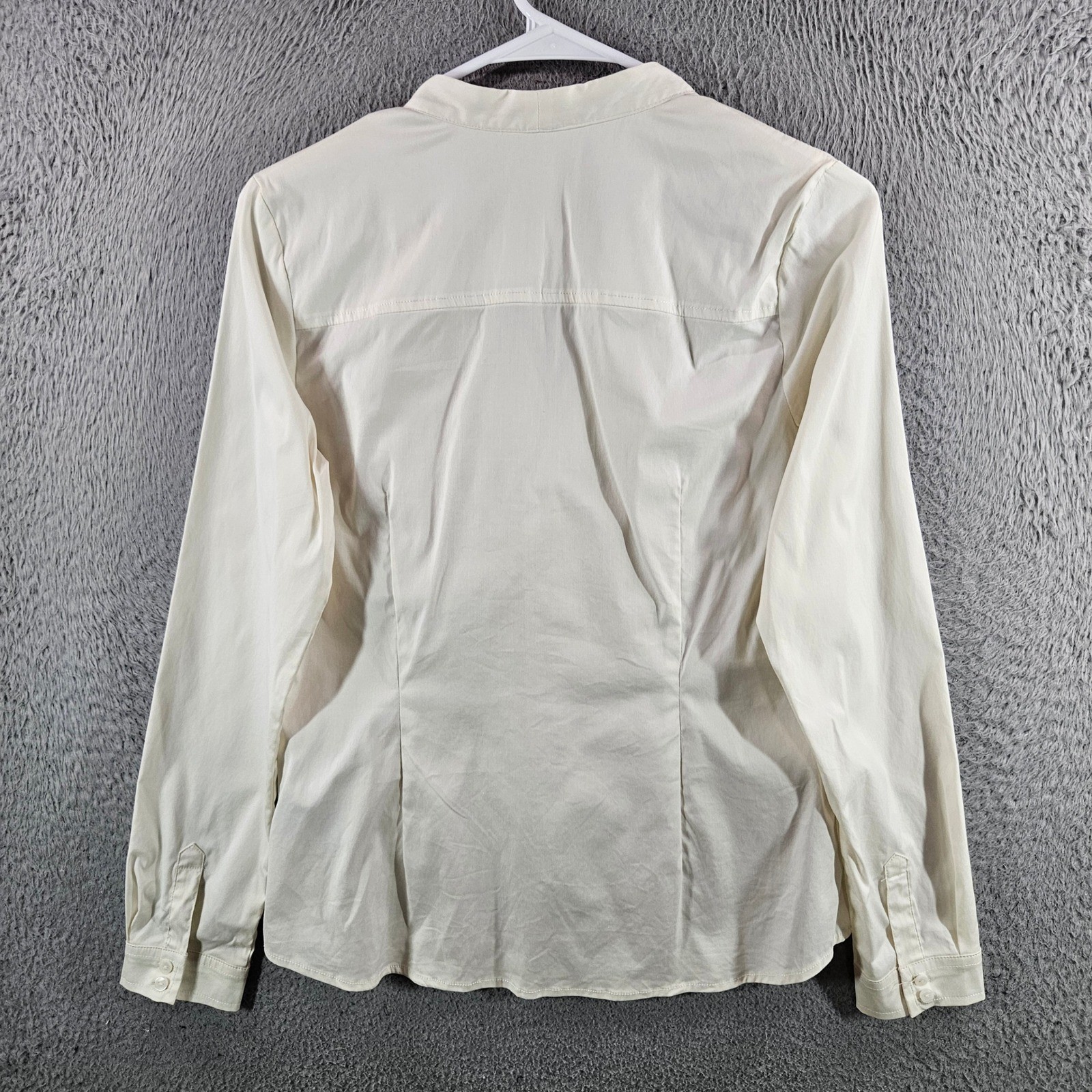 NYDJ Womens Ivory Wrap Front V-Neck Blouse Long Sleeve Cotton Blend Size S