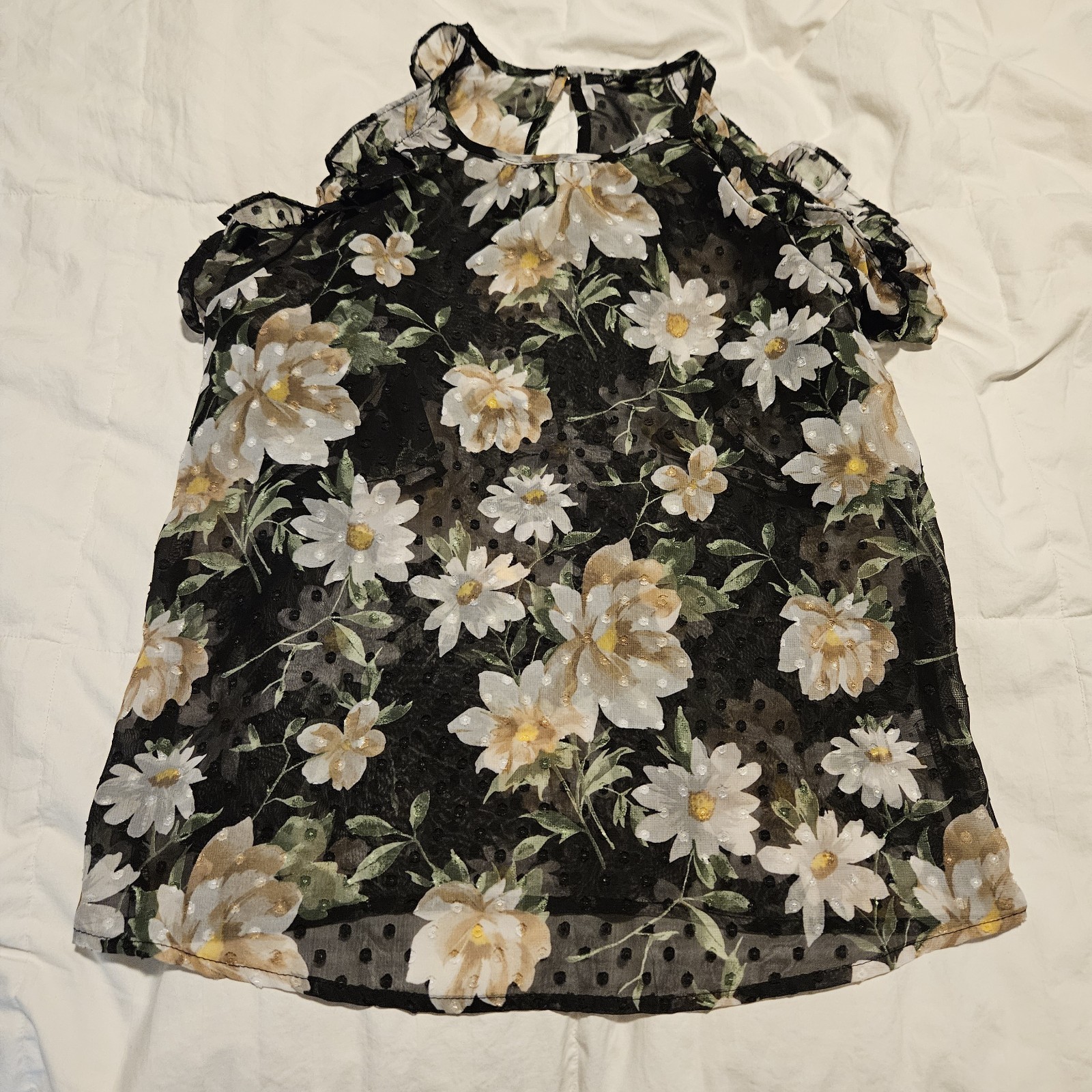 Floral Size Small Papermoon Sheer See Through Shirt Blouse Floral Daisy’s