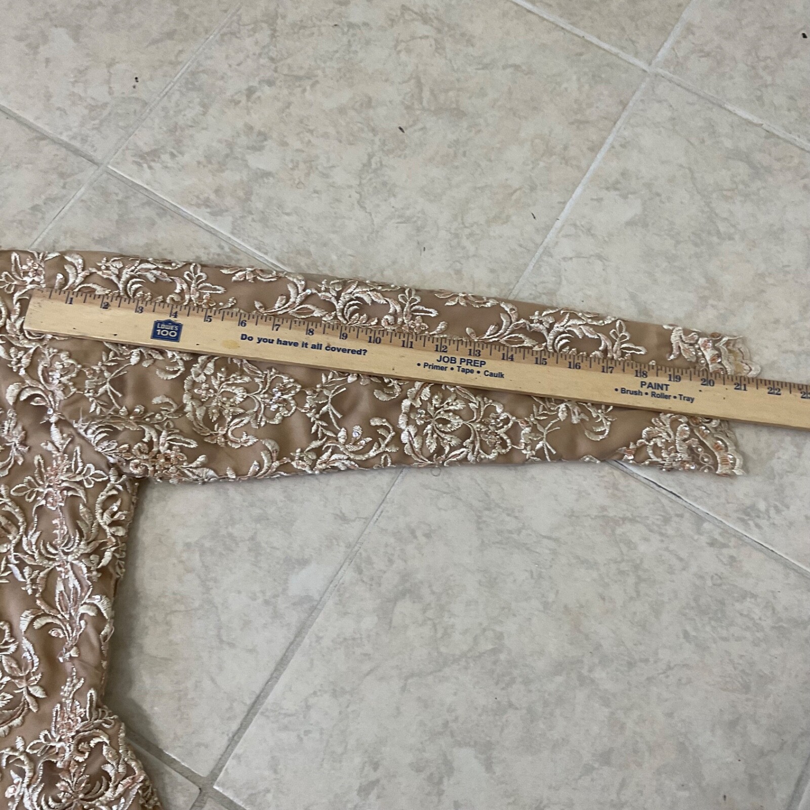 Vintage Ao Dai Long Top Embroidered seed pearls & sequin Side Slits home made.