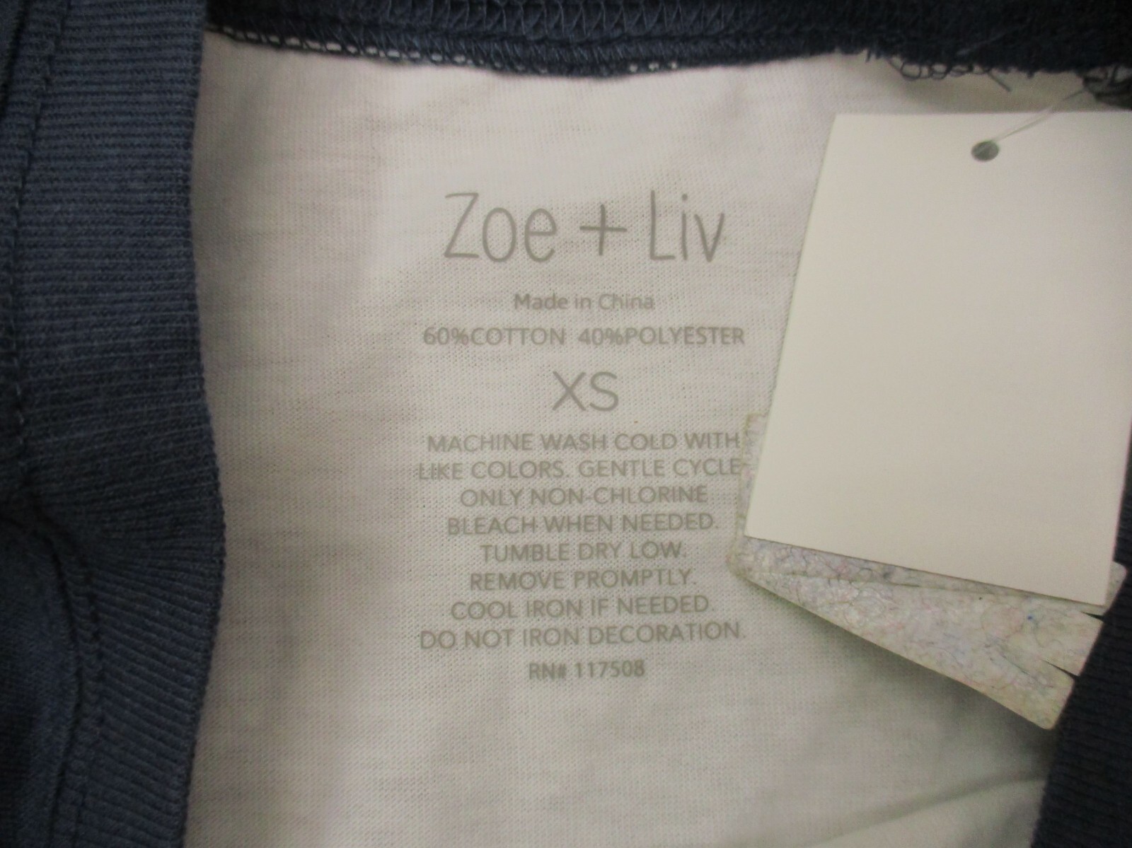 NWT Zoe&Liv BEST LIFE Size XS Womens Cotton Blend Crew Neck Long Sleeve Top 449