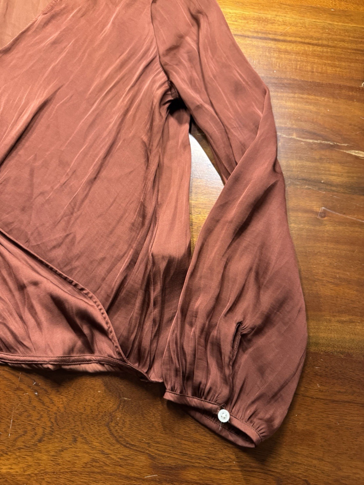 Banana Republic Womens Soft Satin Wrap Effect Blouse Sz L Long Sleeve Silky