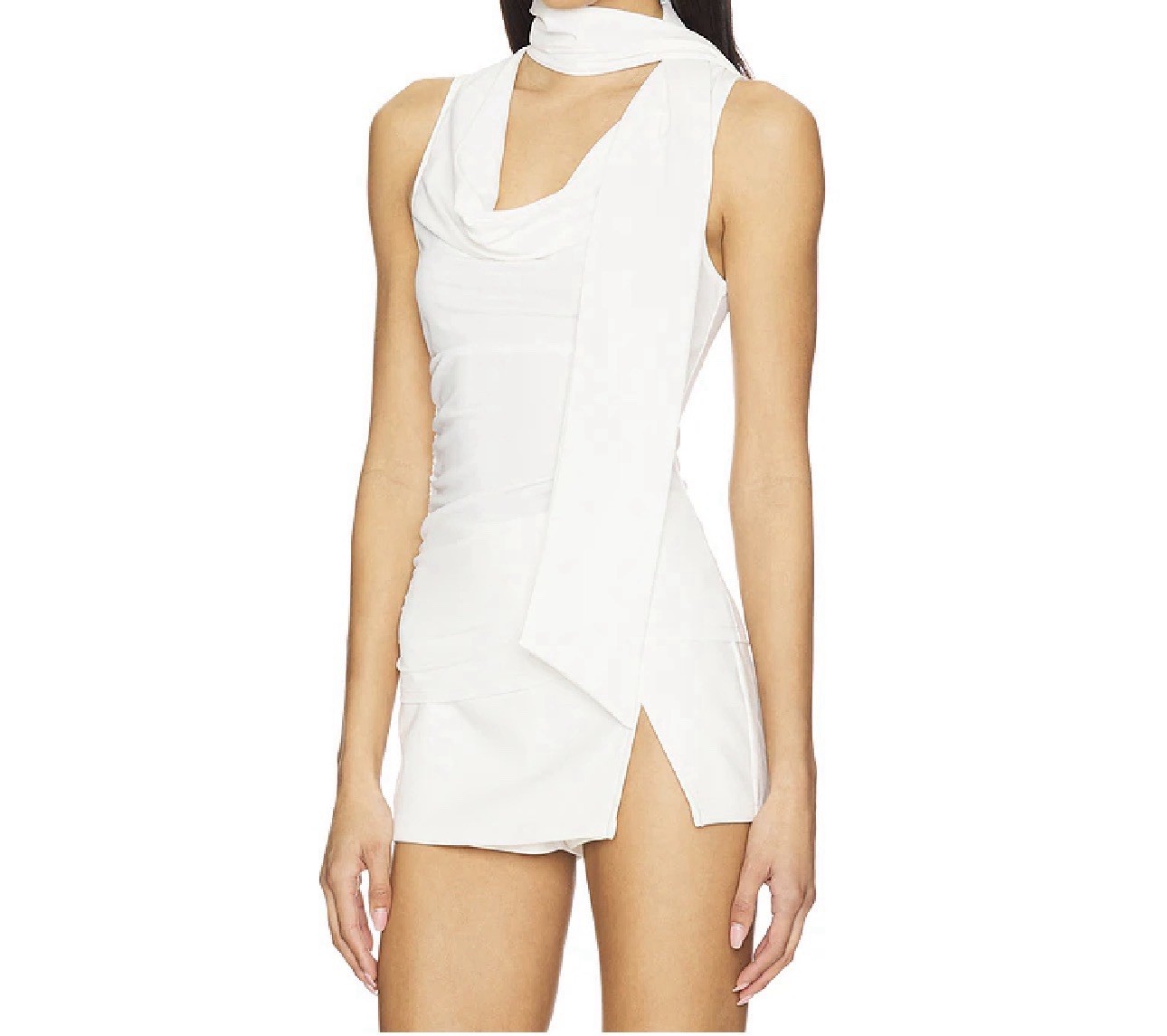 Superdown Small White Amaly Drape Top Side Rouch New With Tags From Revolve