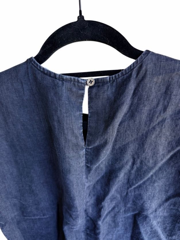 Womens Charcoal Gray 100% Linen Top Size 8 Sleeveless Boxy Loose Fit Casual