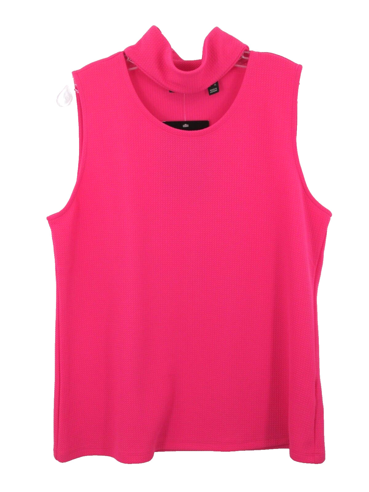 NWT ATTITUDES BY RENEE Pullover Blouse Women Large Hot Pink Neck Band Sleeveless