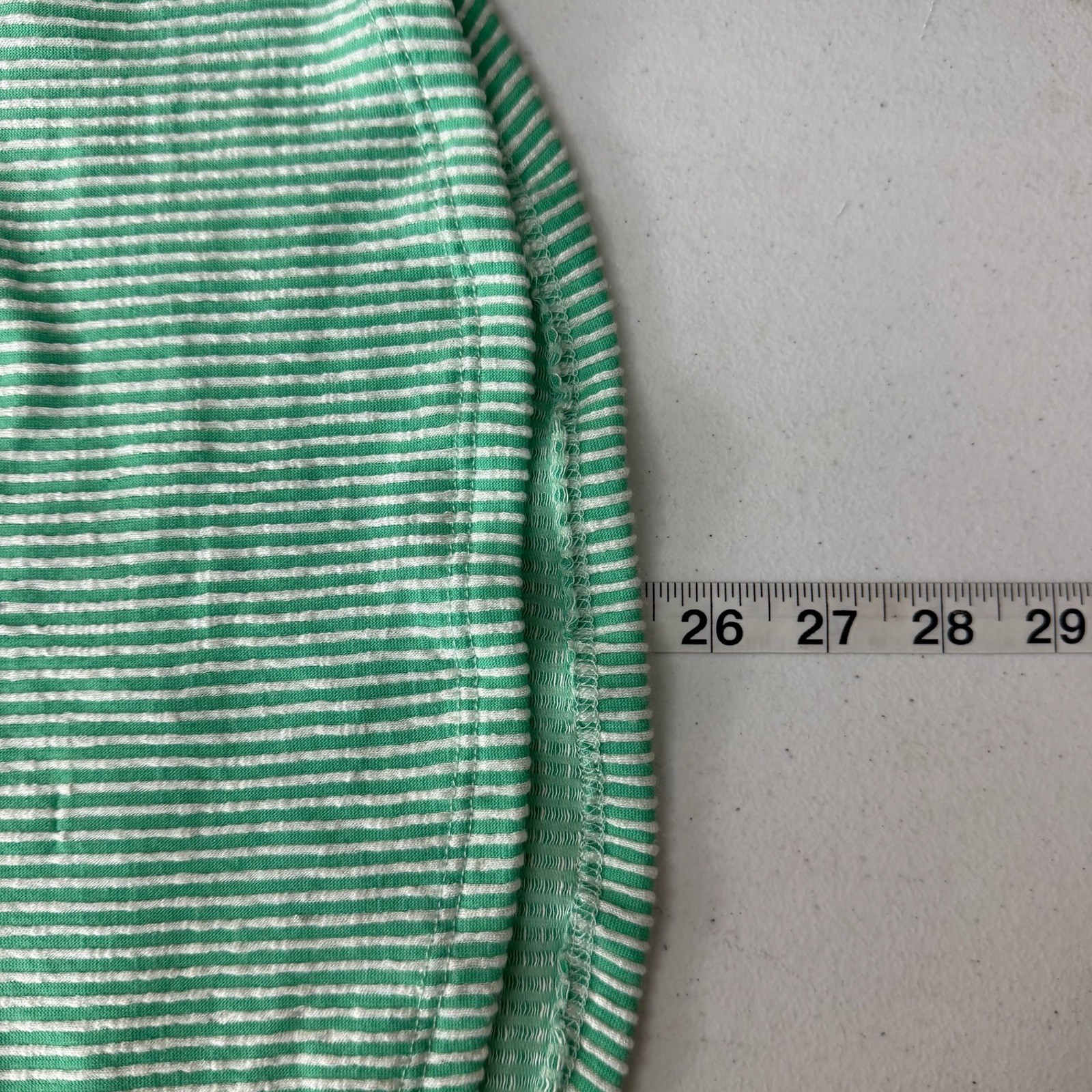Staccato Green White Stripe Ribbed Knit Tank Top Sleeveless Casual Size S