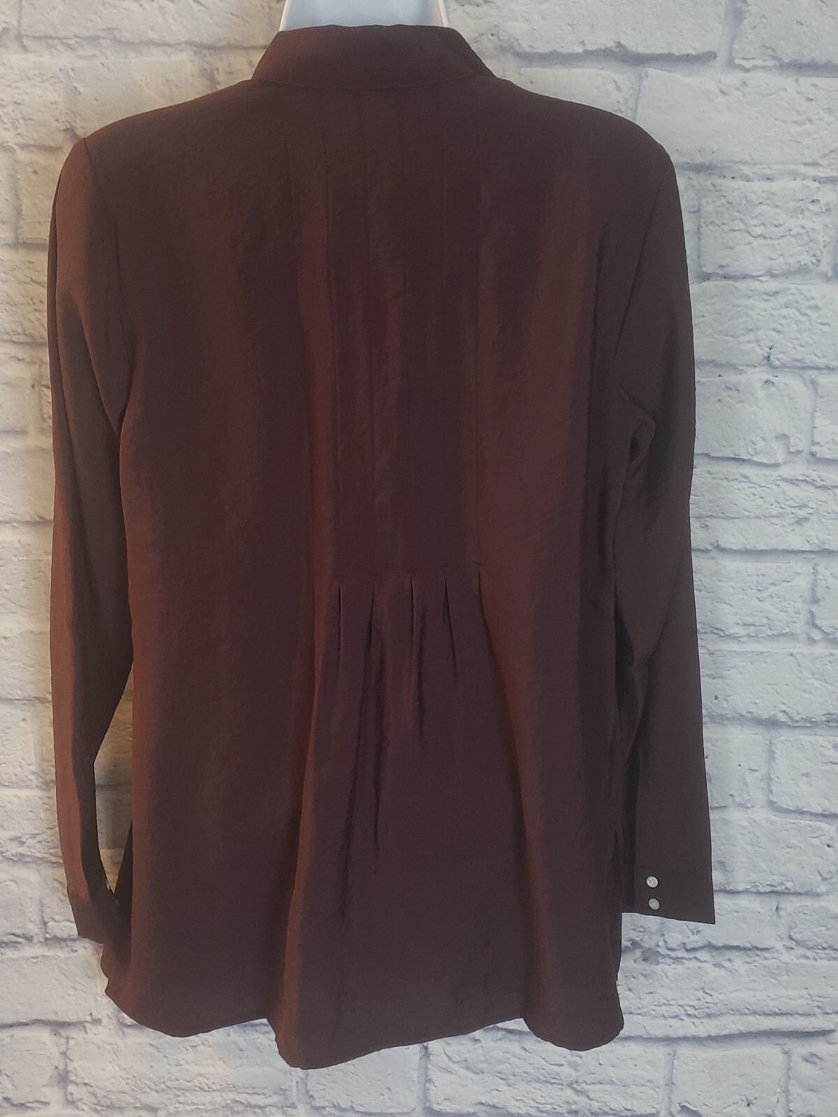 J. Jill Pleated Button‑Front Tunic Thigh Length Long Sleeve Spiced Wine XSP NWT