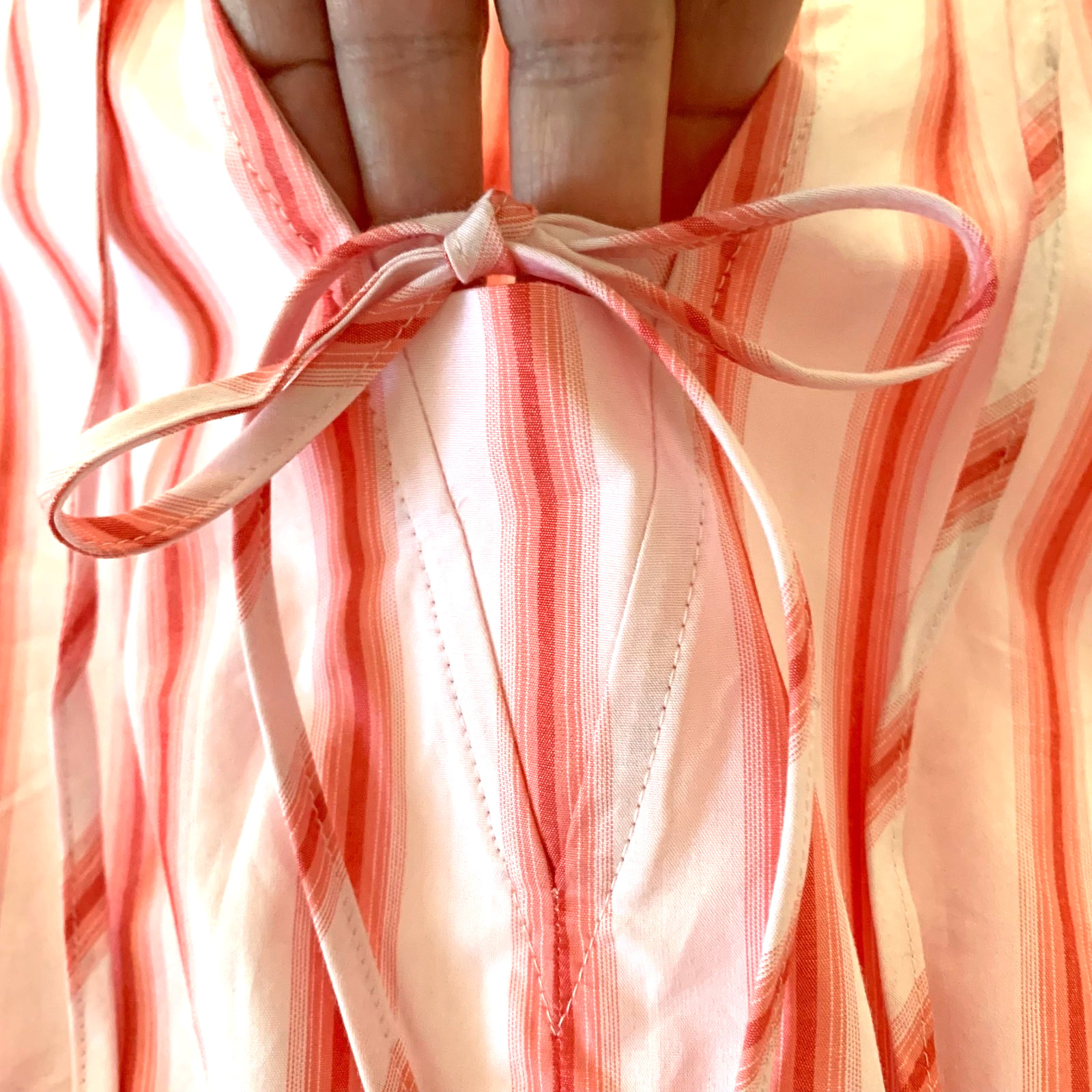 NWT Derek Lam 10 Crosby Caroline Tie Cotton Poplin Stripe Top M 6 8 $295 Coral