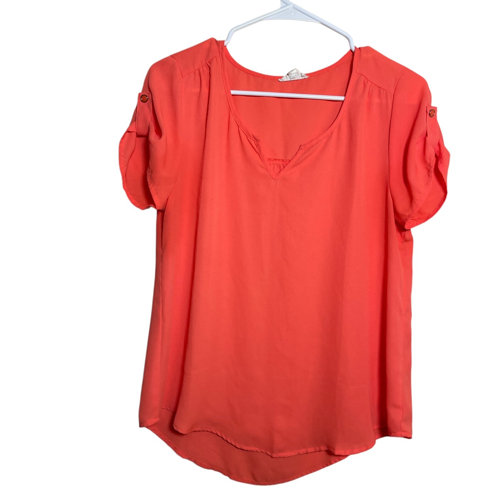 Mine Blouse Women’s Medium Sheer Lightweight Short Sleeve Solid Casual Shirt Top