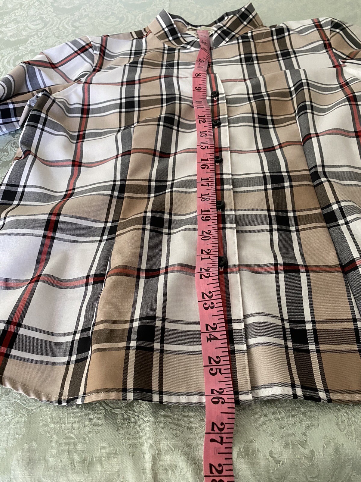 Orvis Women Size 14 Carefree Long Sleeve Plaid Shirt Button-up Stand collar A936