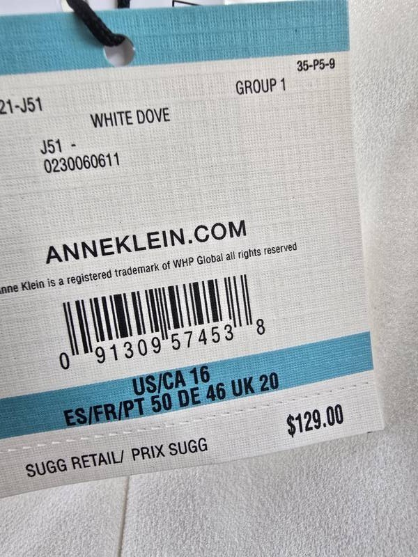 Anne Klein Stretch Crepe Four-Button Tailored Vest Women’s 16 White Dove Solid